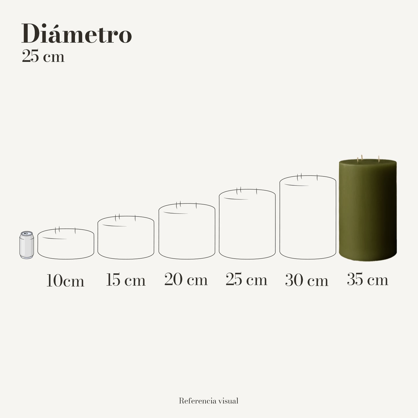 Cirio verde olivo 25 cm diámetro - La Vela Amaltea