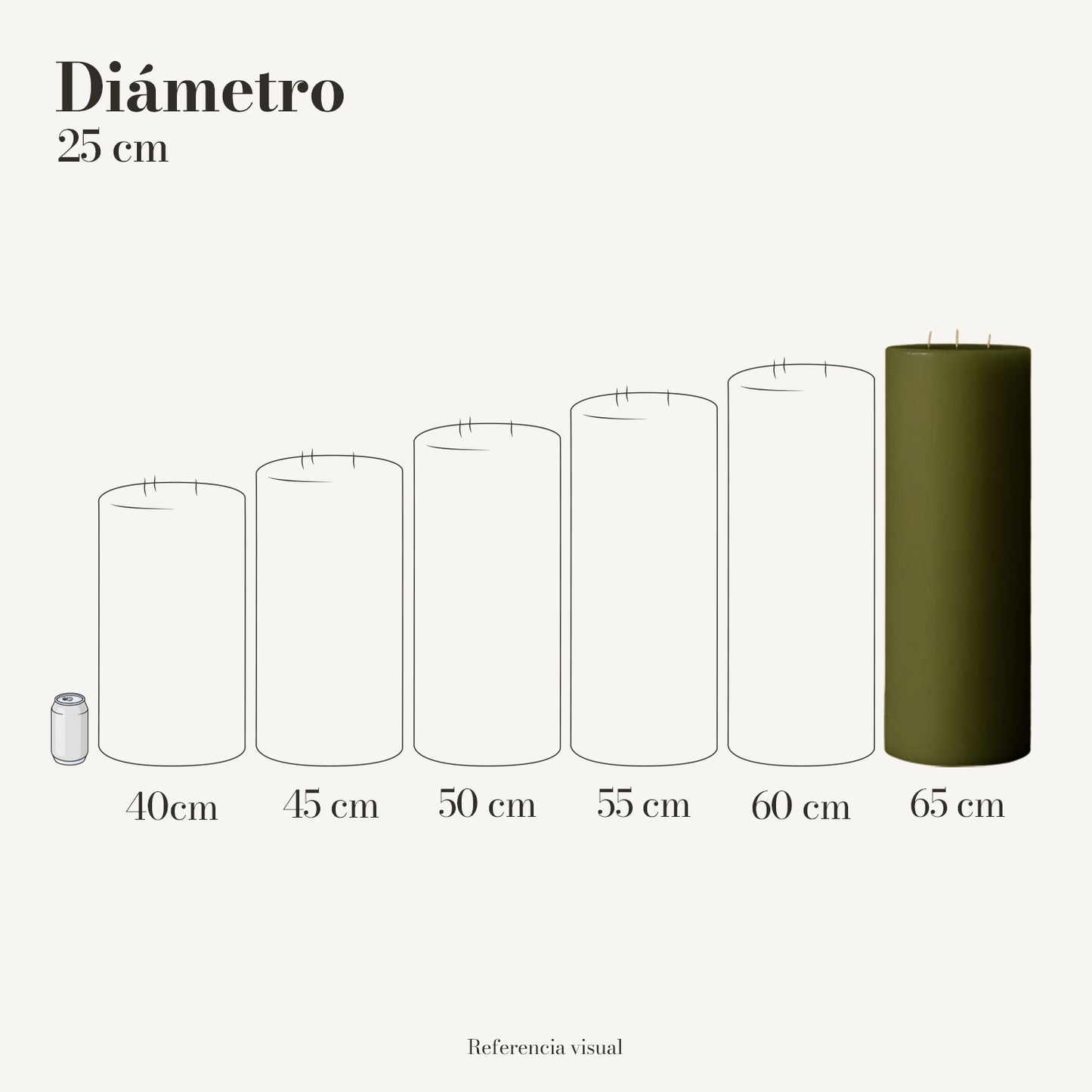 Cirio verde olivo 25 cm diámetro - La Vela Amaltea