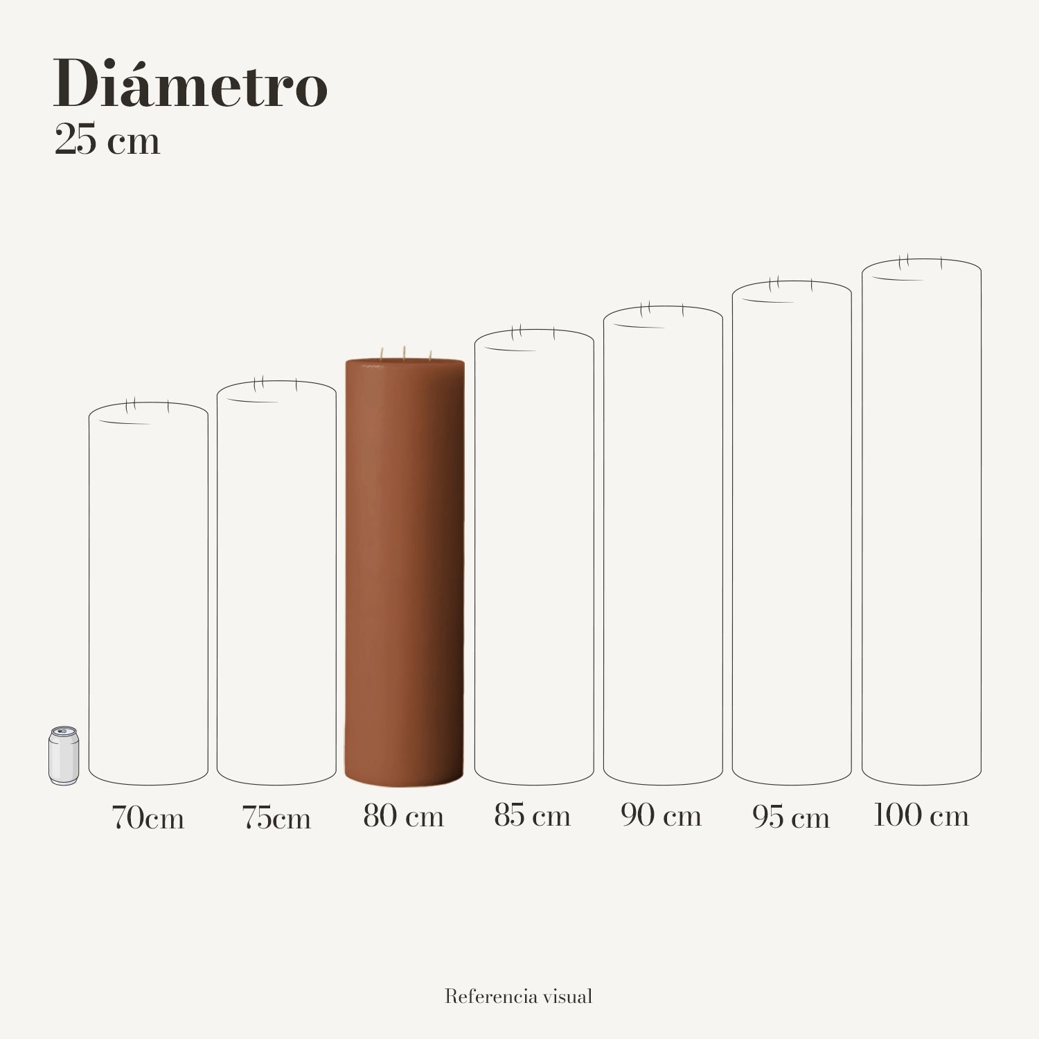 Cirio Café Claro 25 cm 80 cm