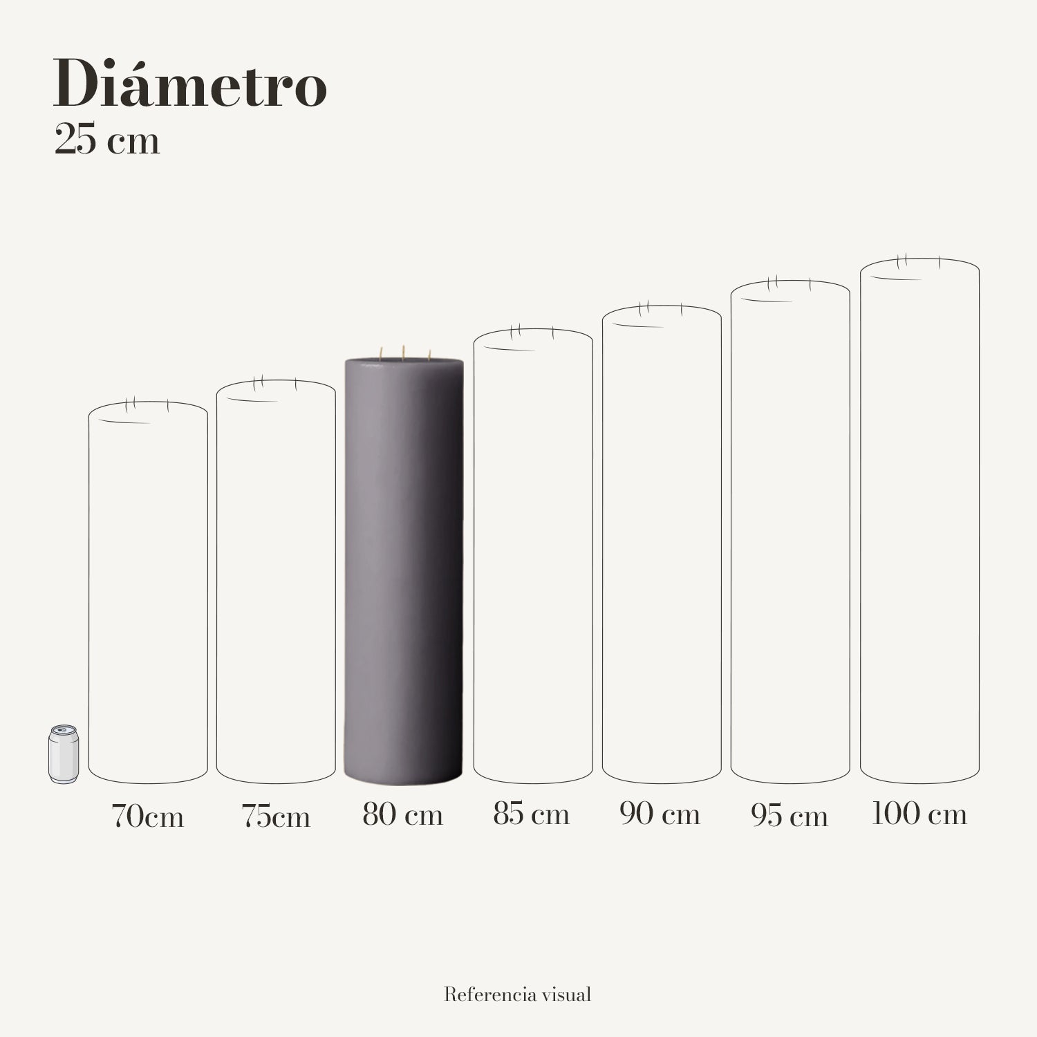 Cirio Gris 25 cm 80 cm