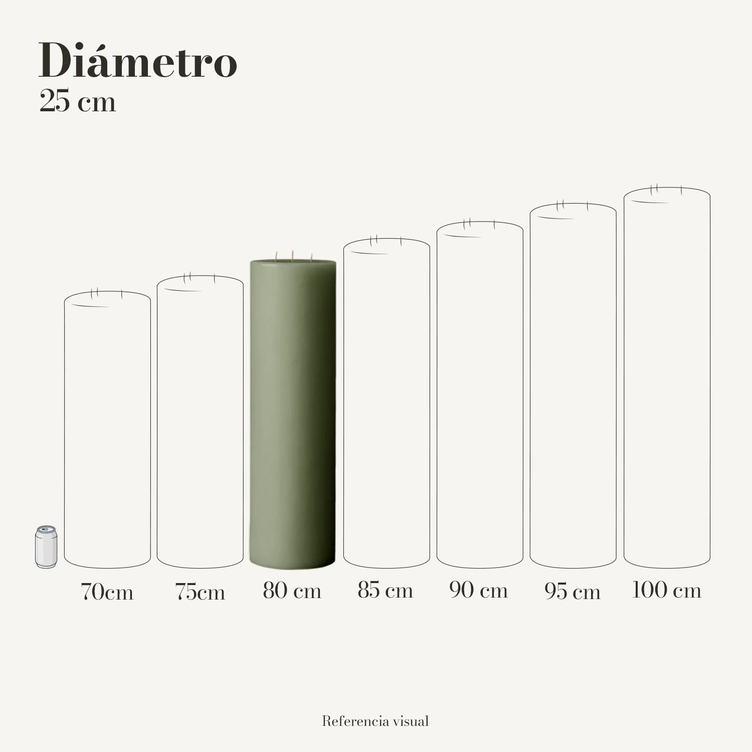 Cirio Pistache 25 cm 80 cm