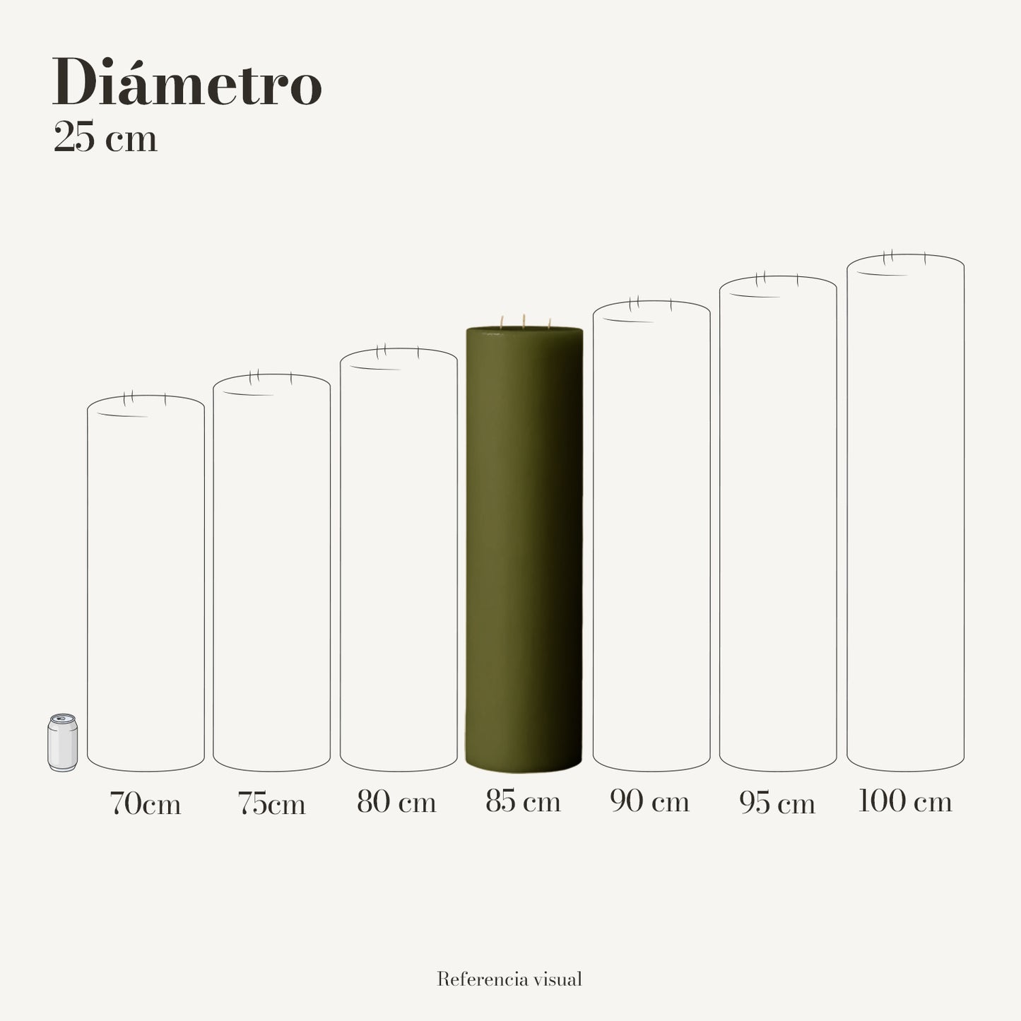 Cirio verde olivo 25 cm diámetro - La Vela Amaltea