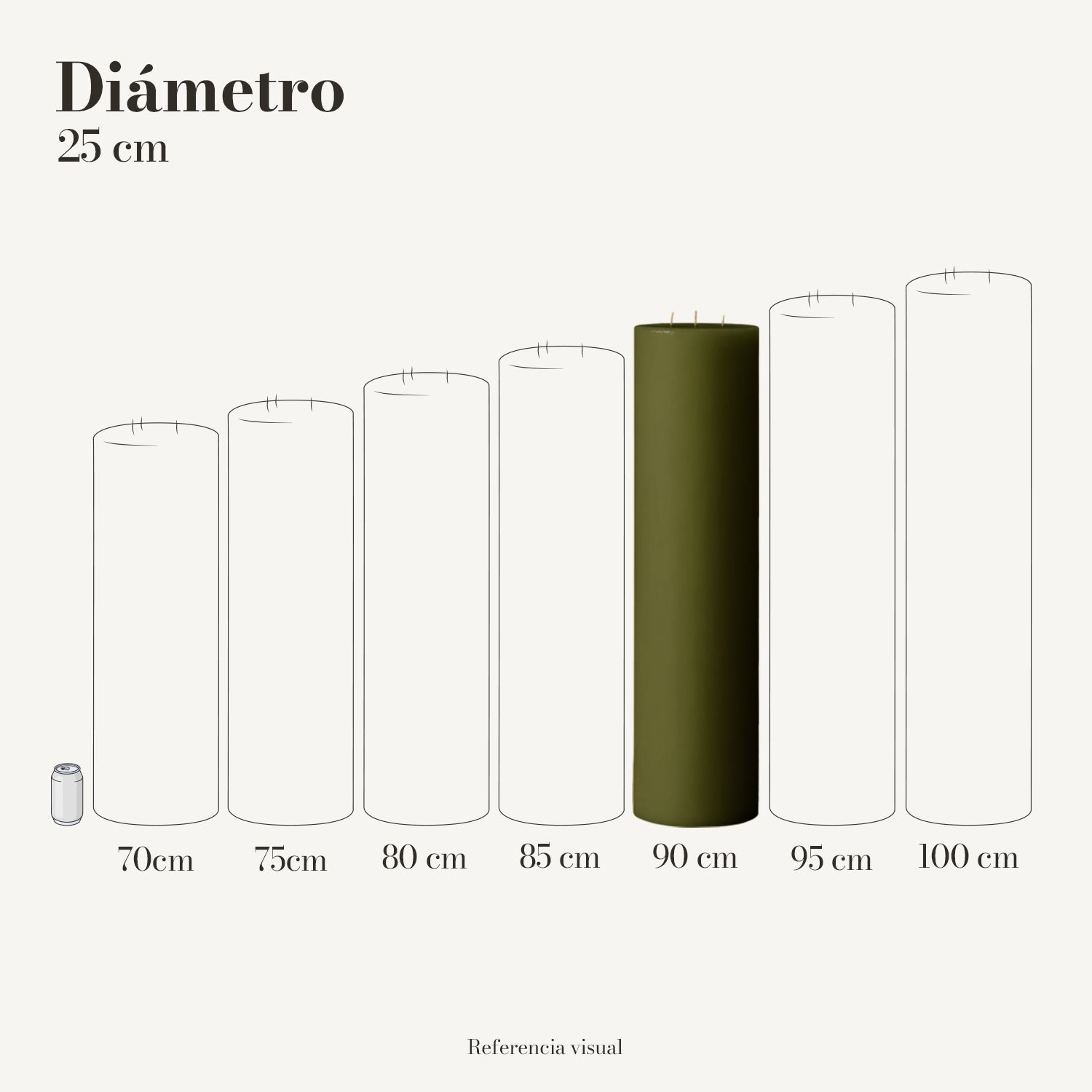Cirio verde olivo 25 cm diámetro - La Vela Amaltea