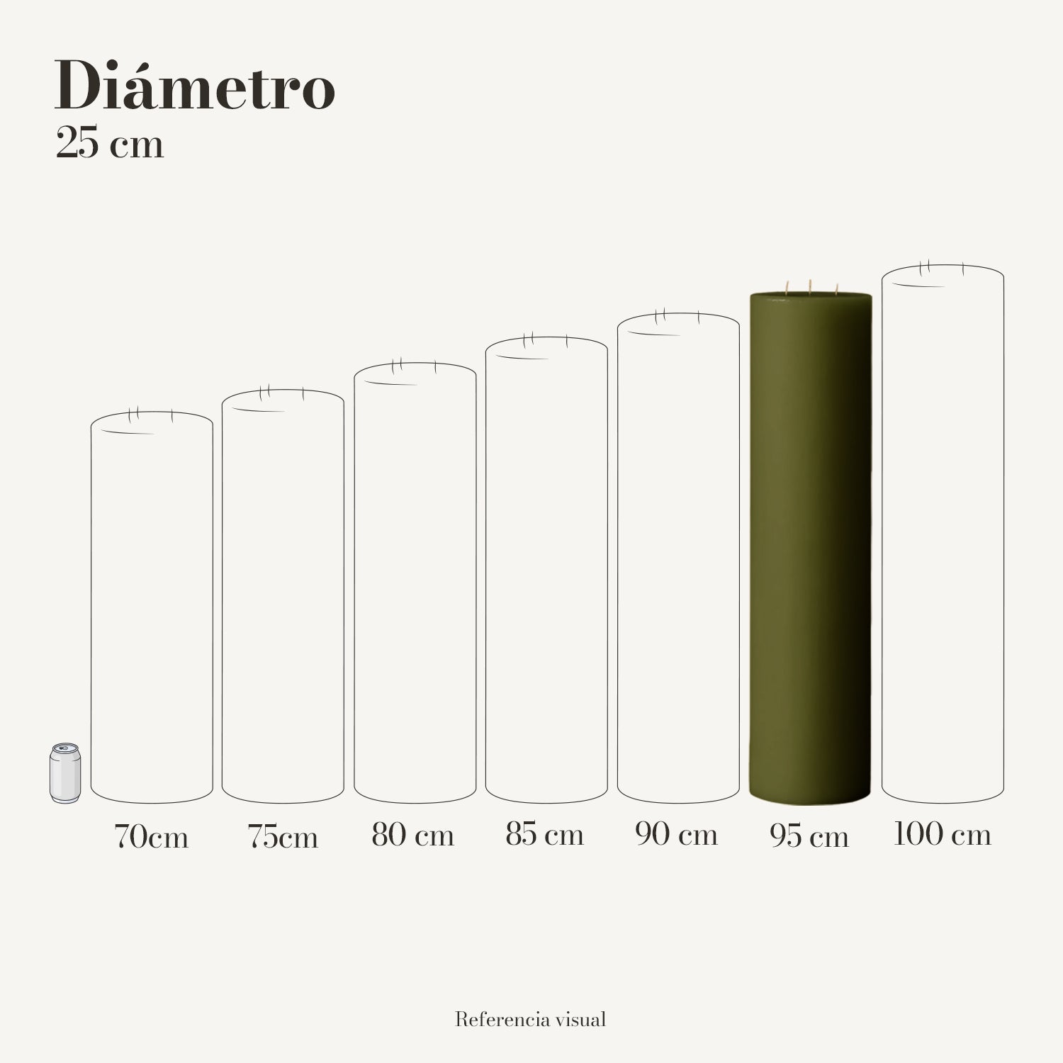 Cirio verde olivo 25 cm diámetro - La Vela Amaltea