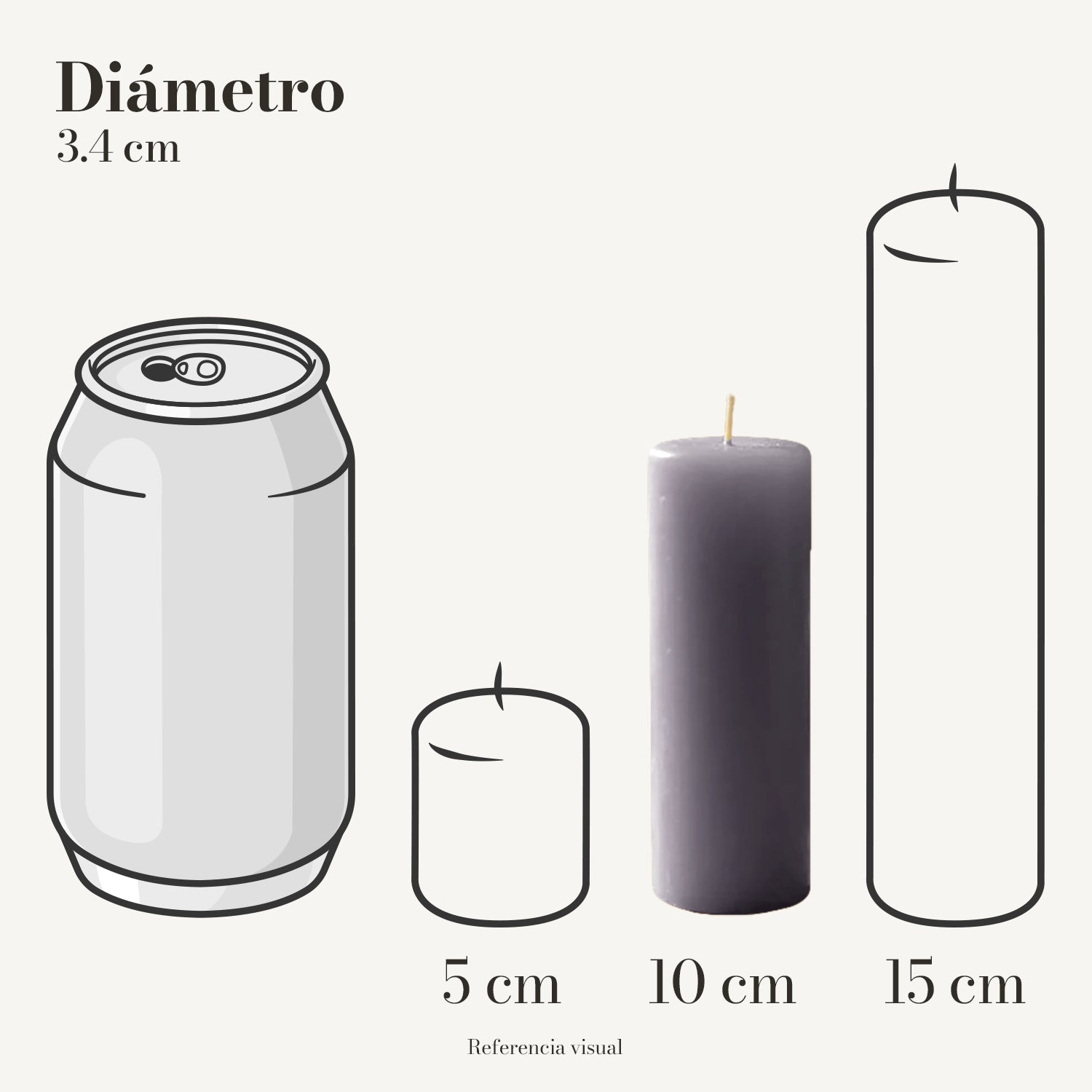 Cirio Gris 3.4 cm 10 cm