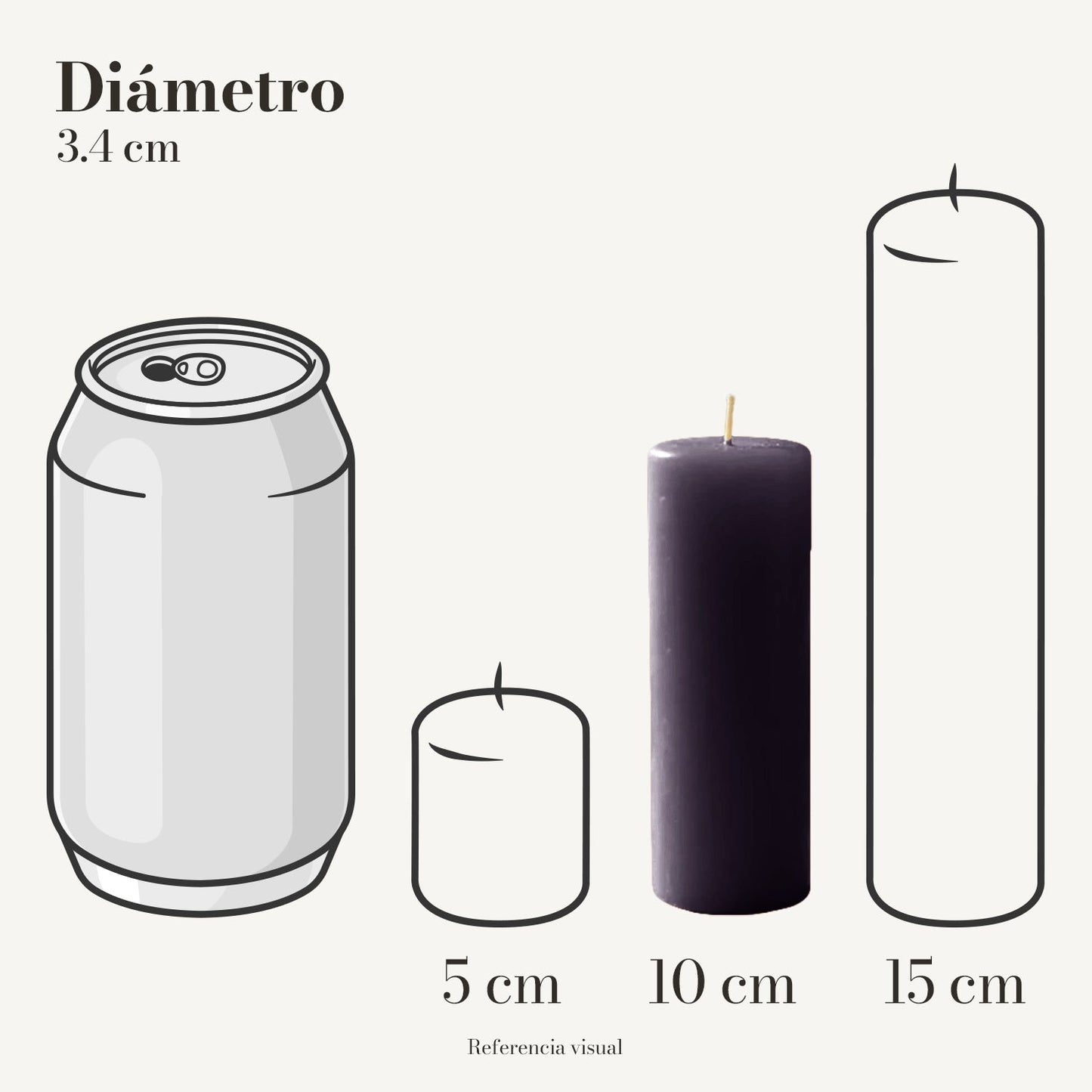 Cirio Morado Oscuro 3.4 cm 10 cm