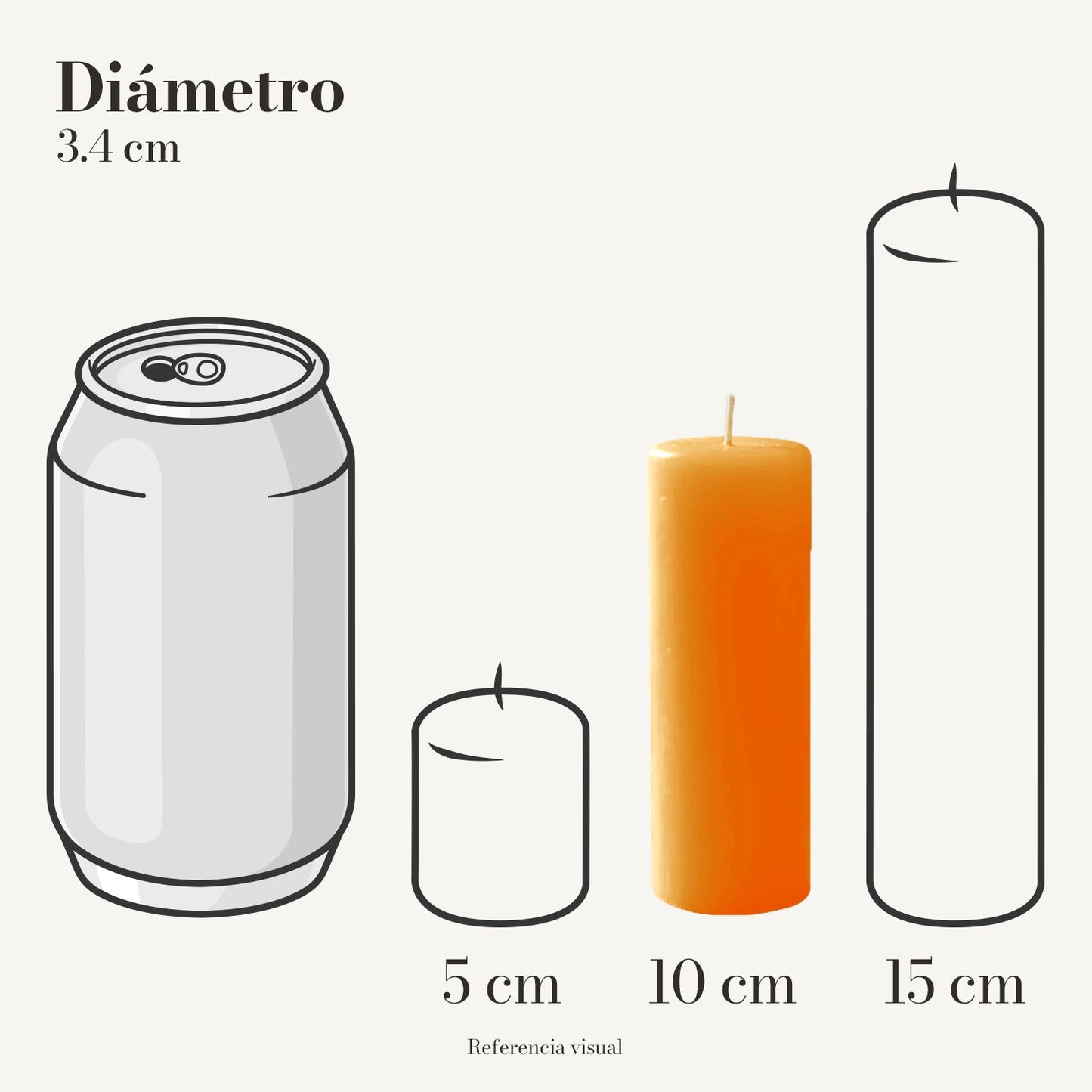Cirio Naranja 3.4 cm 10 cm