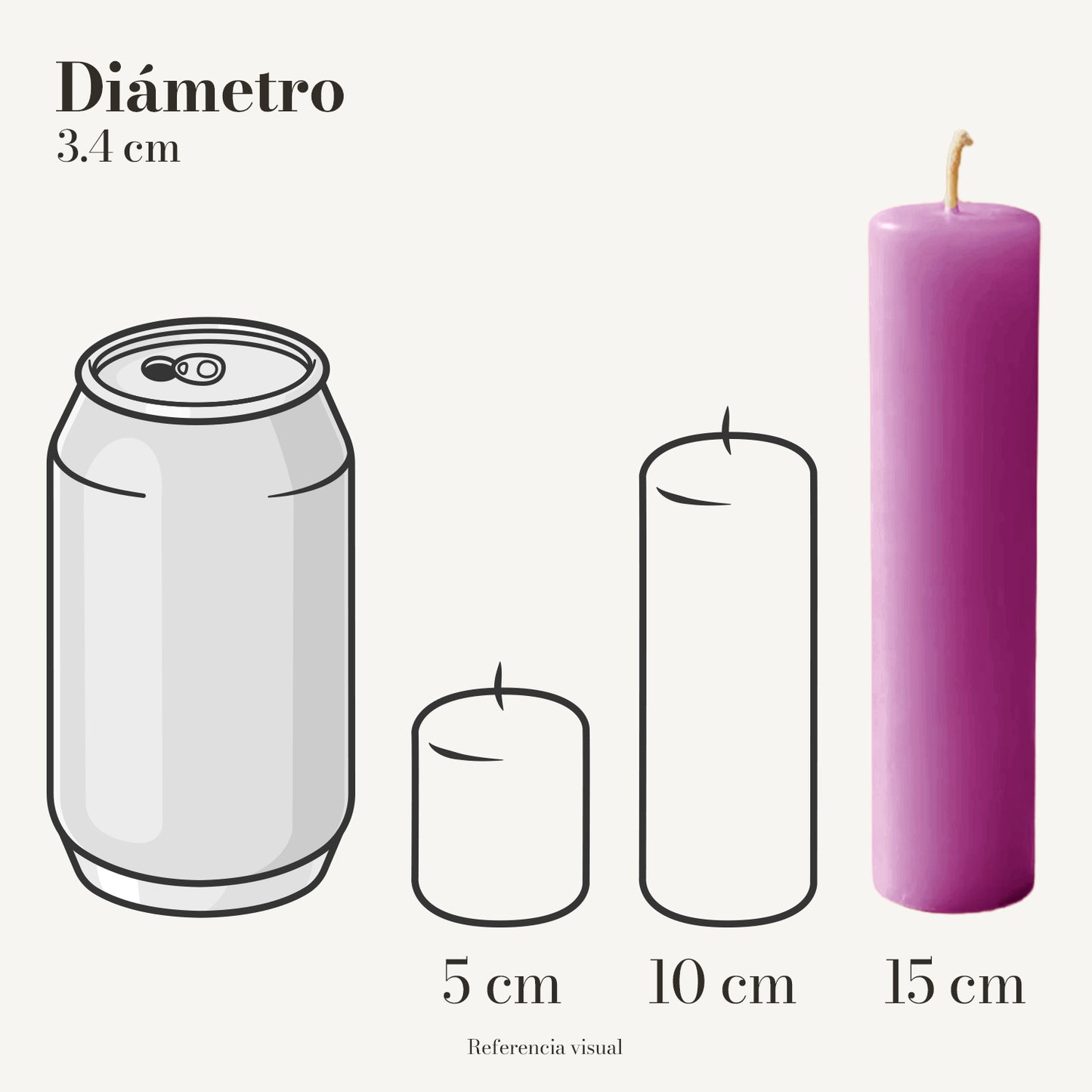Cirio rosa mexicano 3.4 cm diámetro - La Vela Amaltea