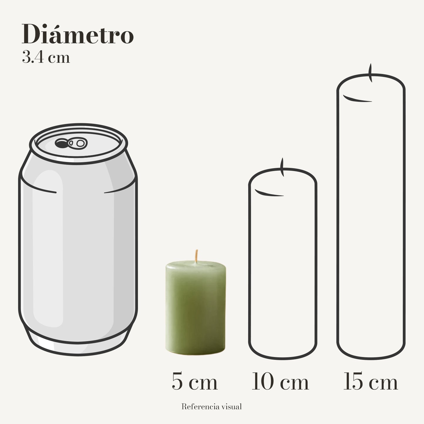 Cirio pistache 3.4 cm diámetro - La Vela Amaltea
