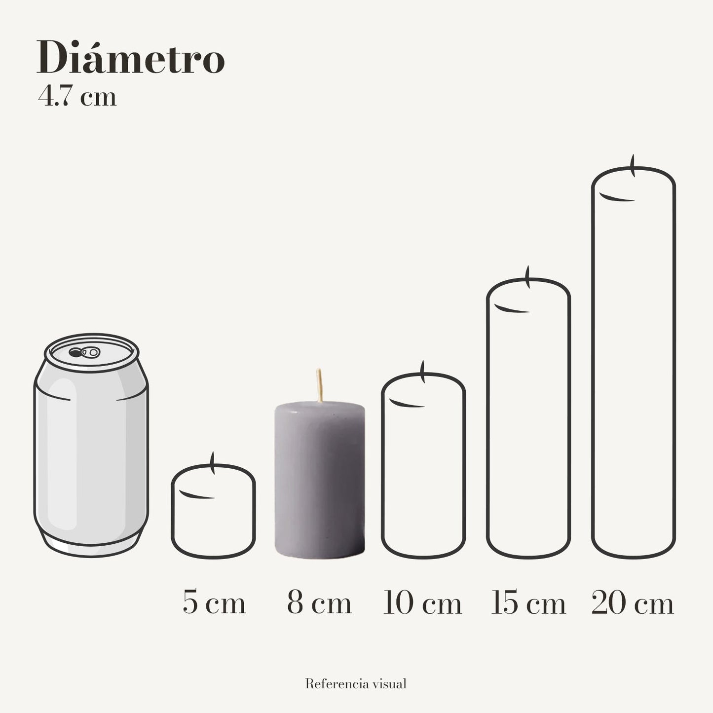 Cirio Gris 4.7 cm 8 cm