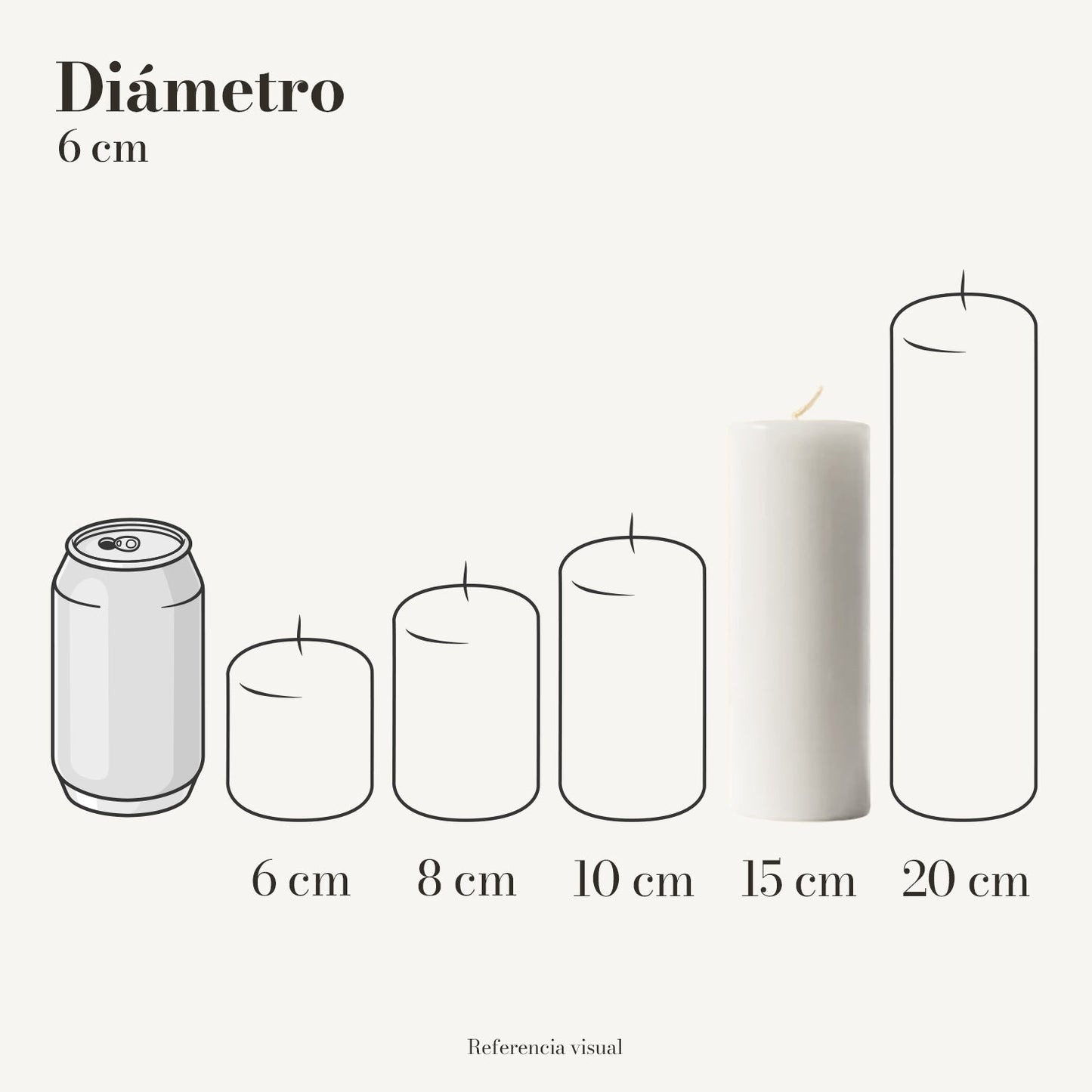 Cirio Blanco 6 cm 15 cm