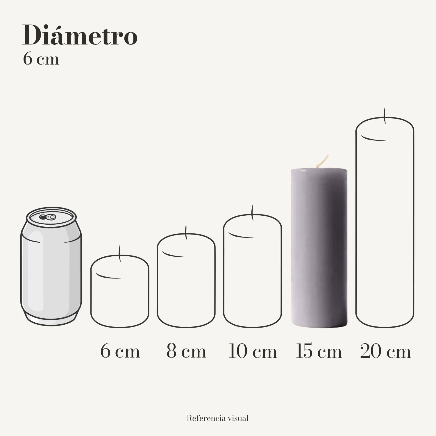 Cirio Gris 6 cm 15 cm