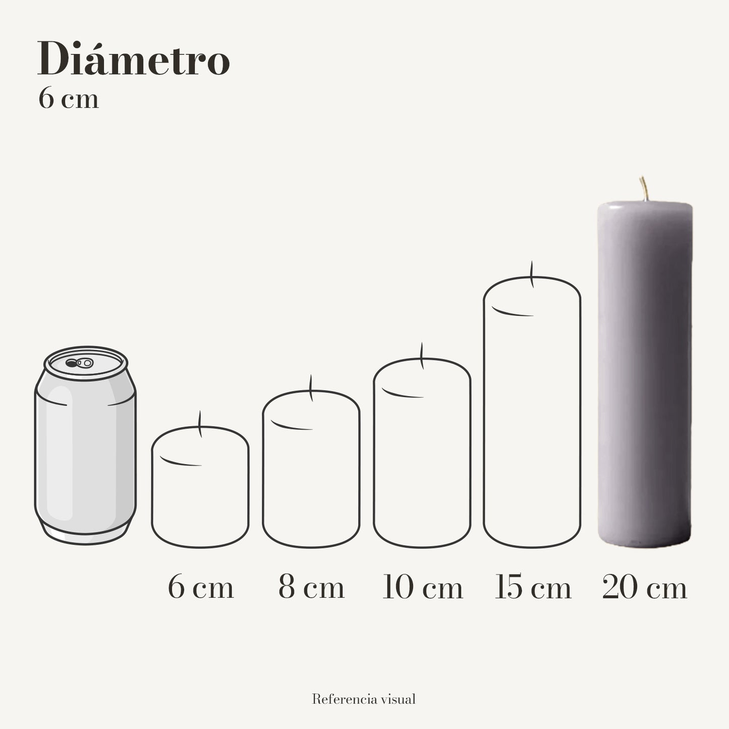 Cirio gris 6 cm diámetro - La Vela Amaltea