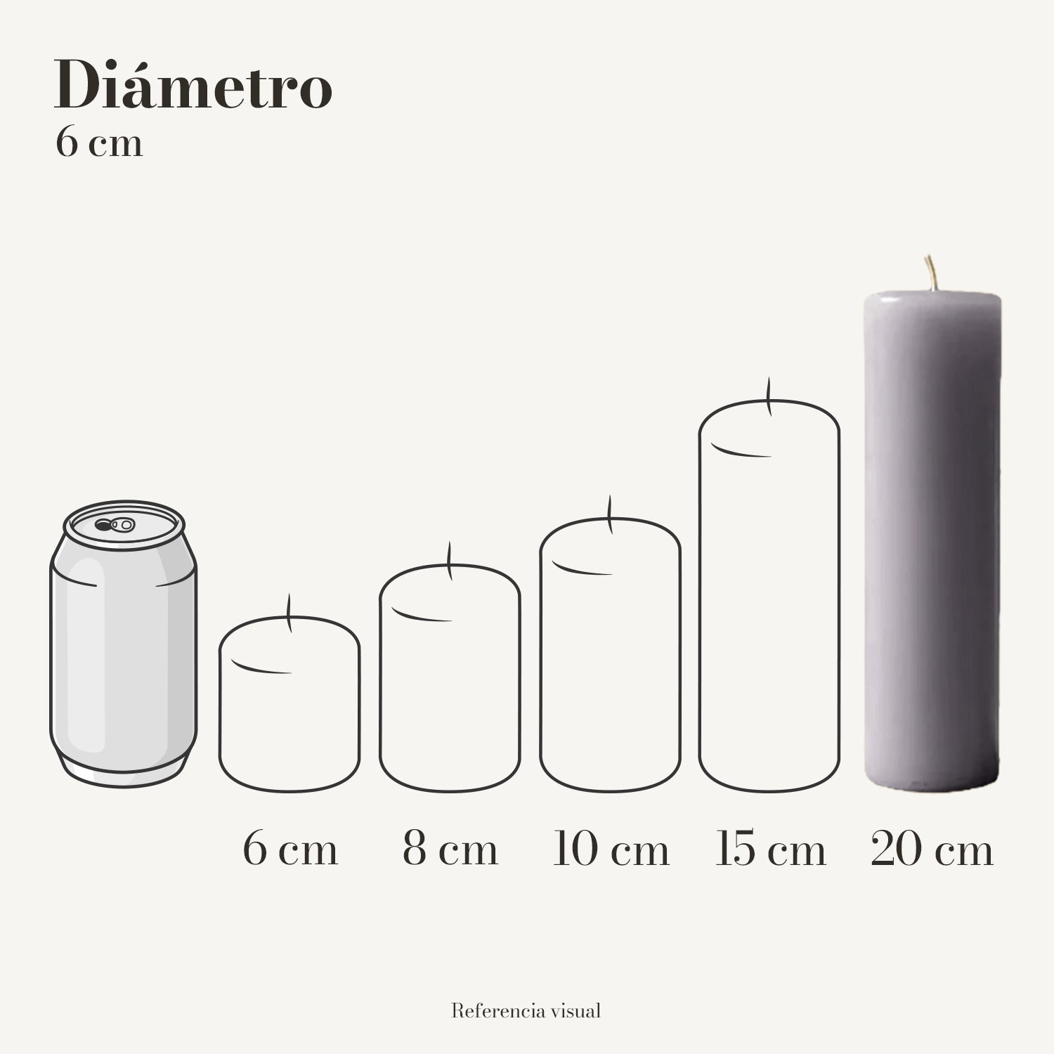 Cirio Gris 6 cm 20 cm
