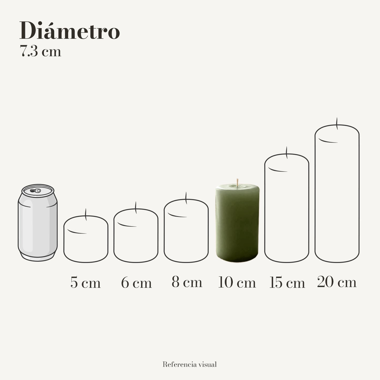 Cirio pistache 7.3 cm diámetro - La Vela Amaltea
