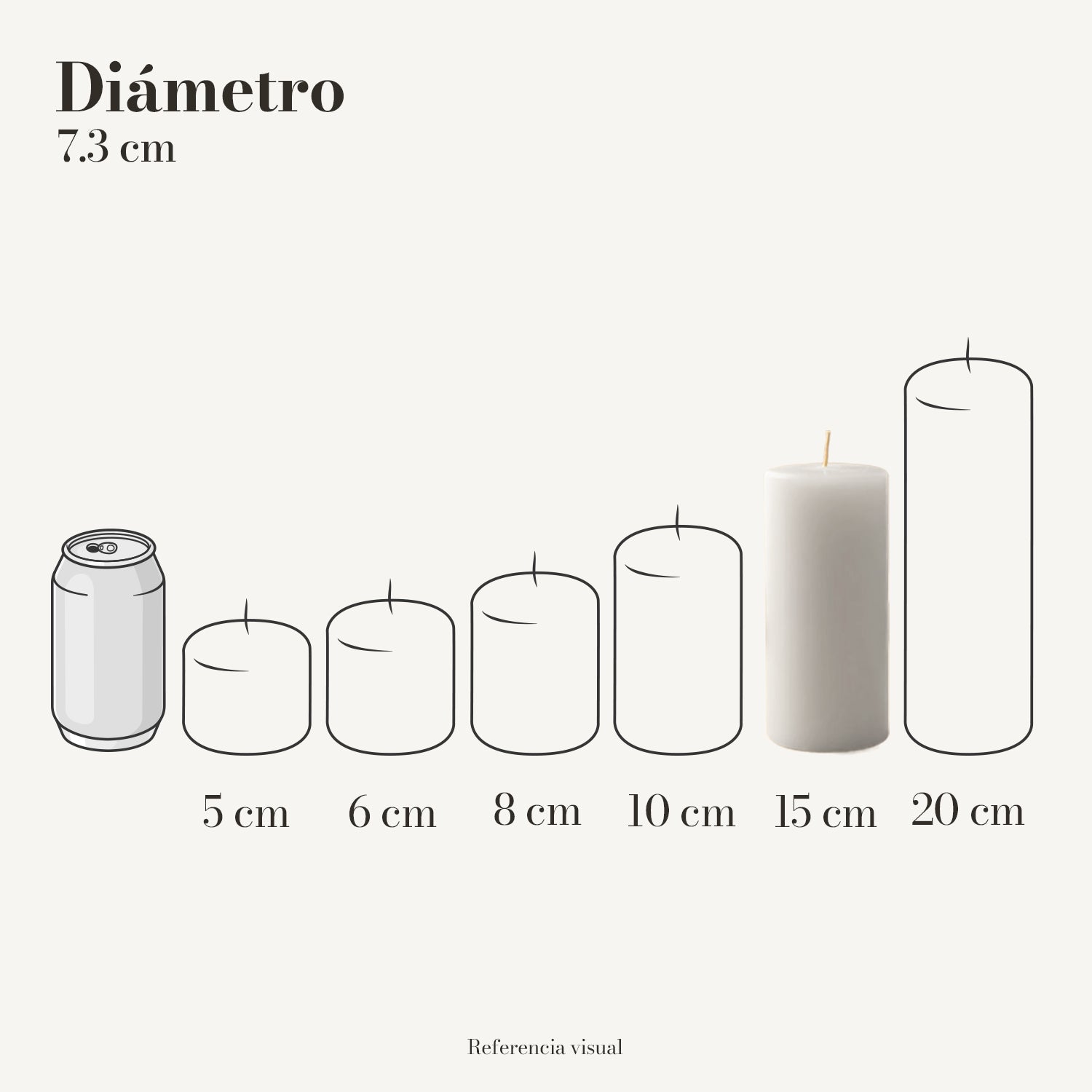 Cirio Blanco 7.3 cm 15 cm