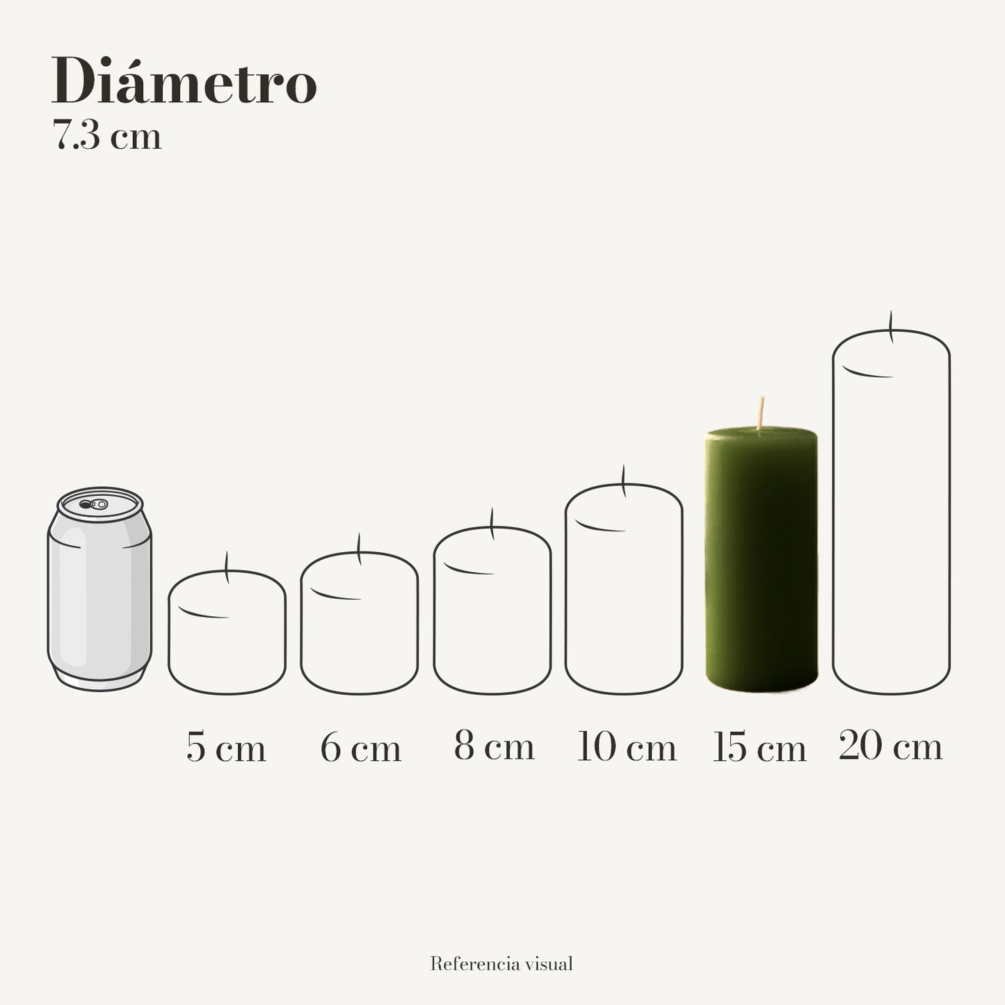 Cirio verde pino 7.3 cm diámetro - La Vela Amaltea