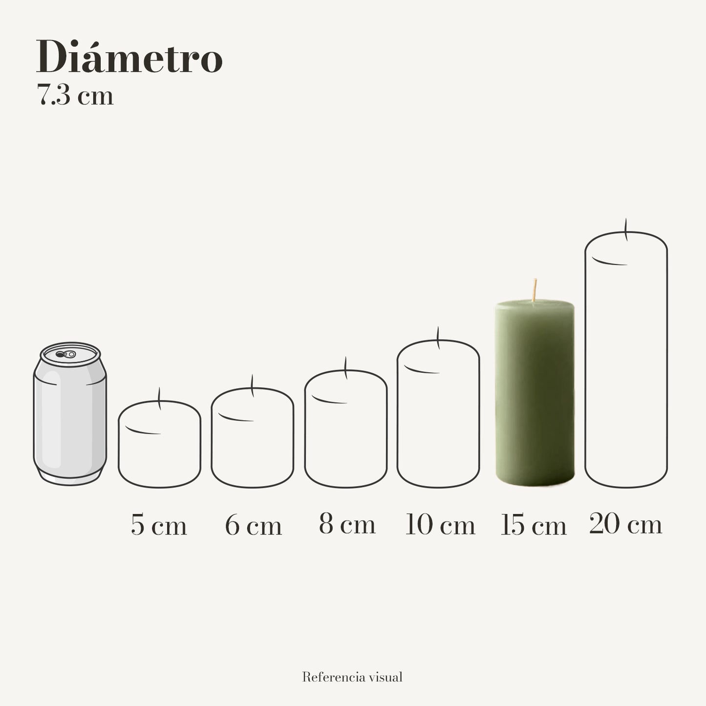 Cirio pistache 7.3 cm diámetro - La Vela Amaltea