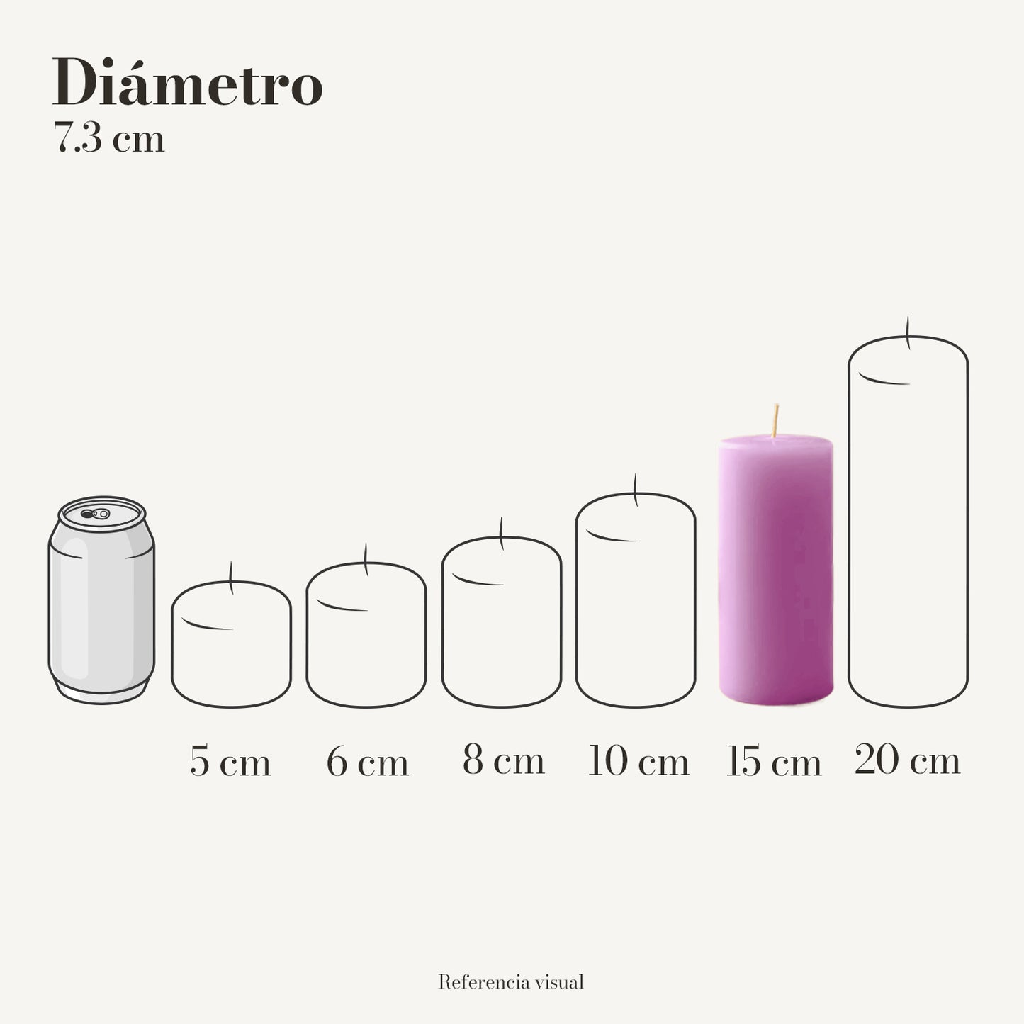Cirio rosa mexicano 7.3 cm diámetro - La Vela Amaltea