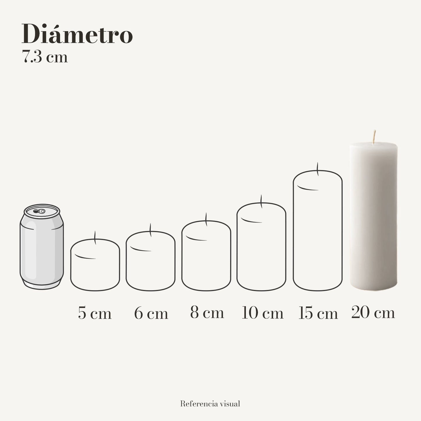 Cirio Blanco 7.3 cm 20 cm
