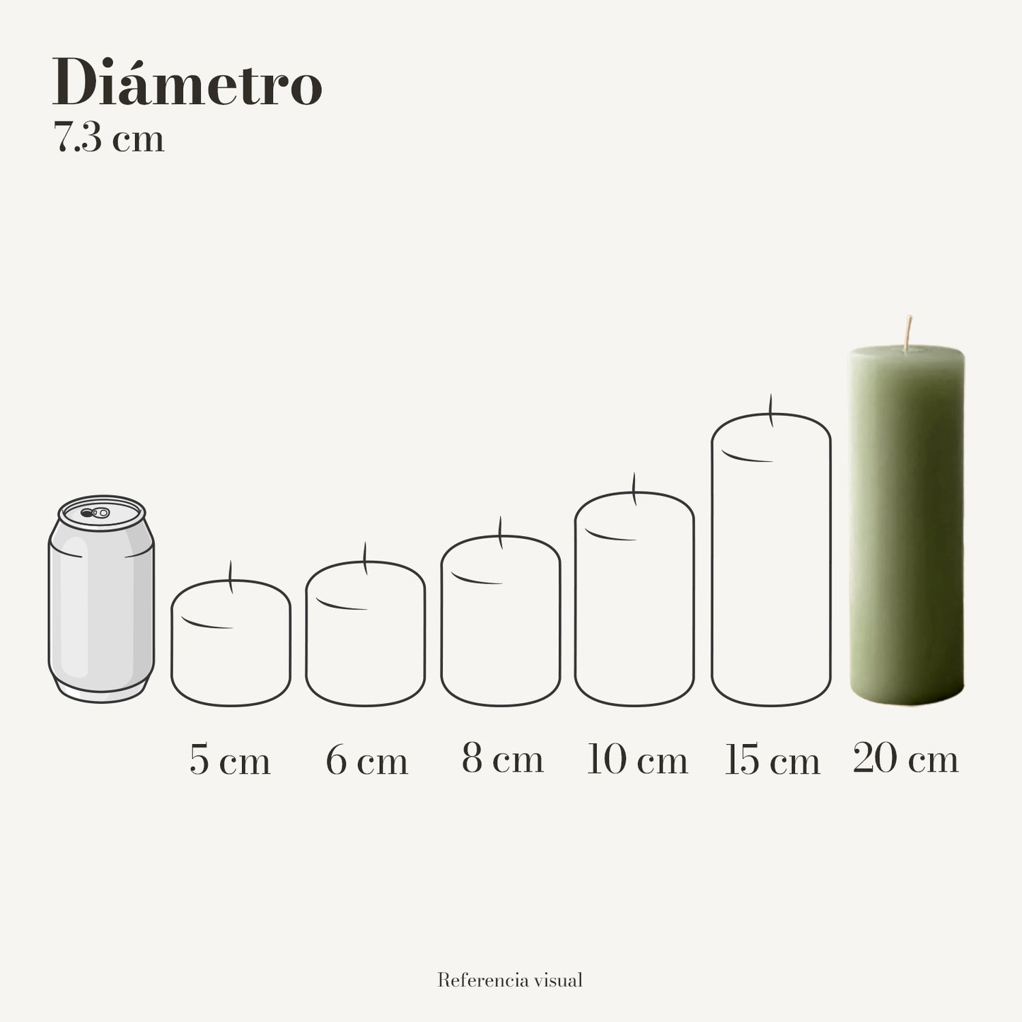 Cirio pistache 7.3 cm diámetro - La Vela Amaltea