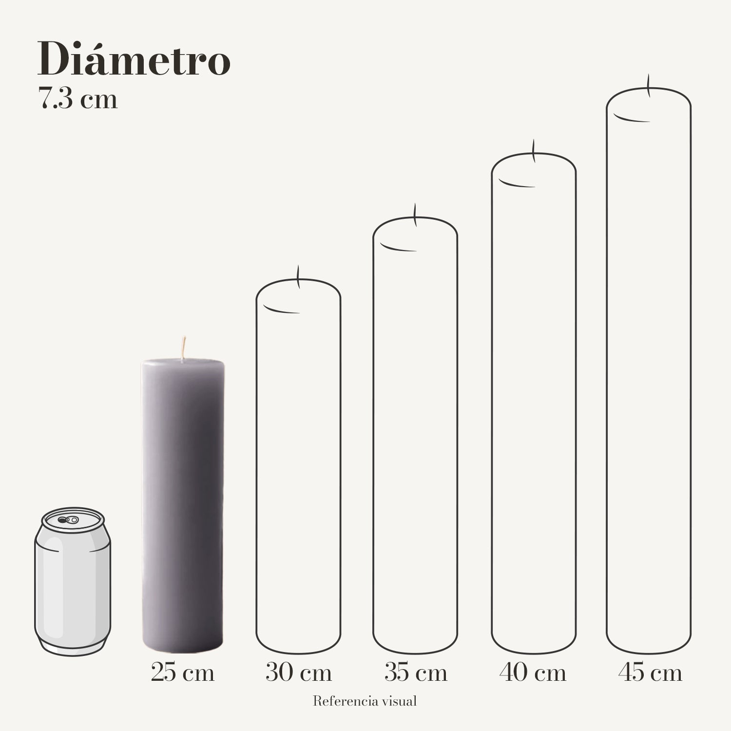 Cirio Gris 7.3 cm 25 cm