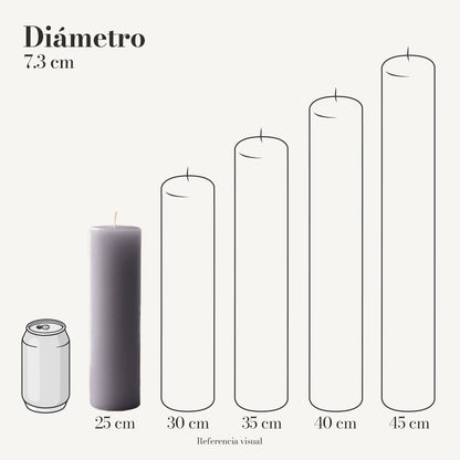 Cirio Gris 7.3 cm 25 cm