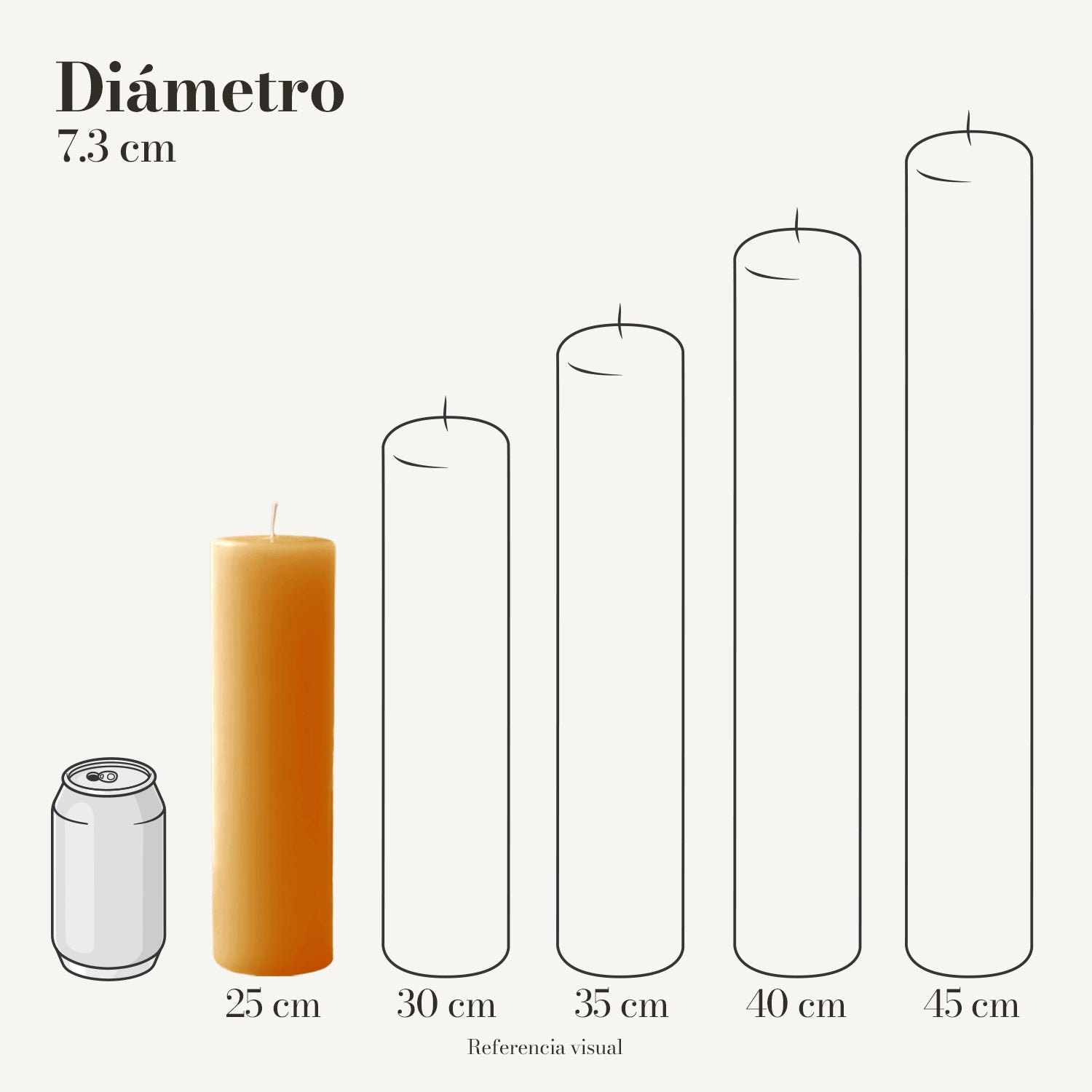 Cirio Naranja 7.3 cm 25 cm