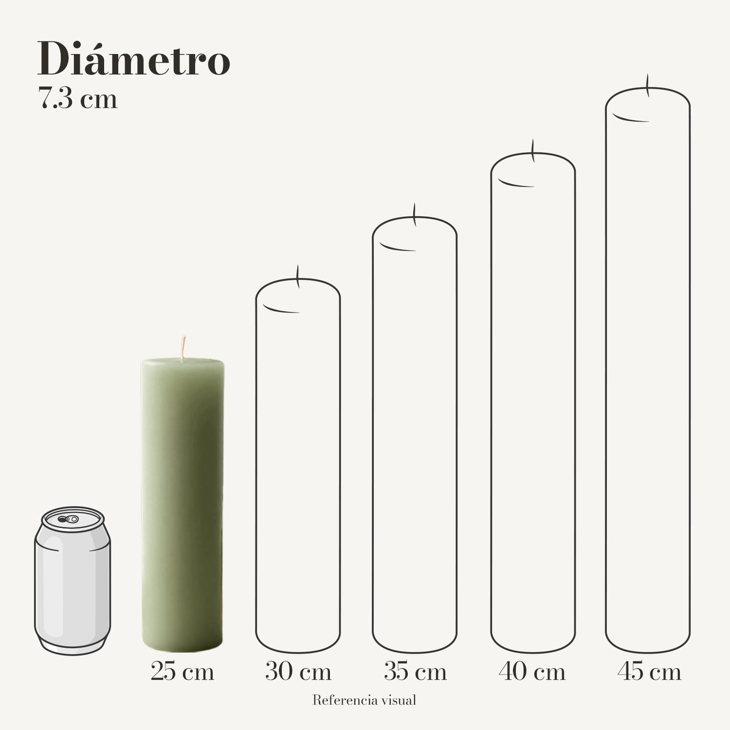 Cirio pistache 7.3 cm diámetro - La Vela Amaltea