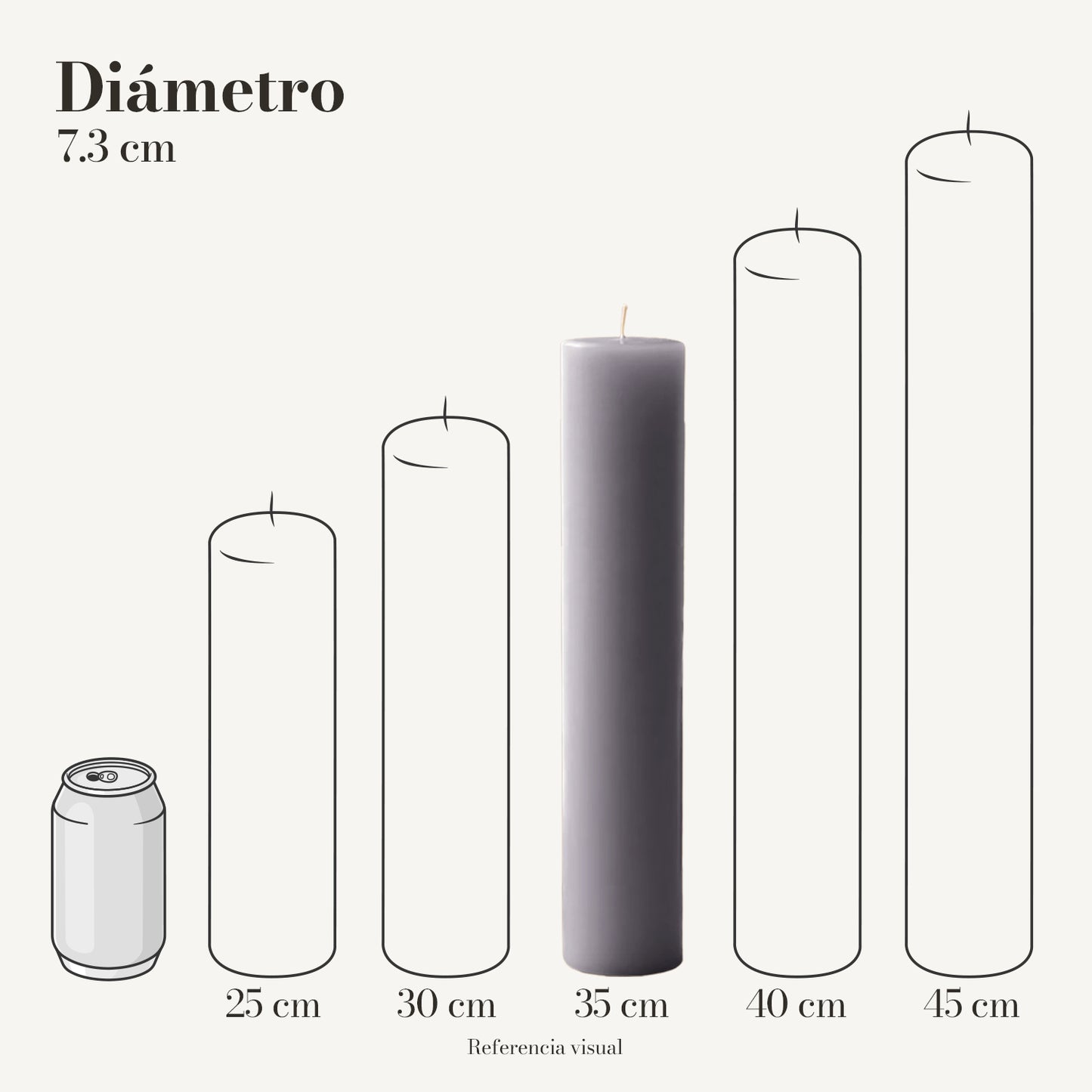 Cirio gris 7.3 cm diámetro - La Vela Amaltea