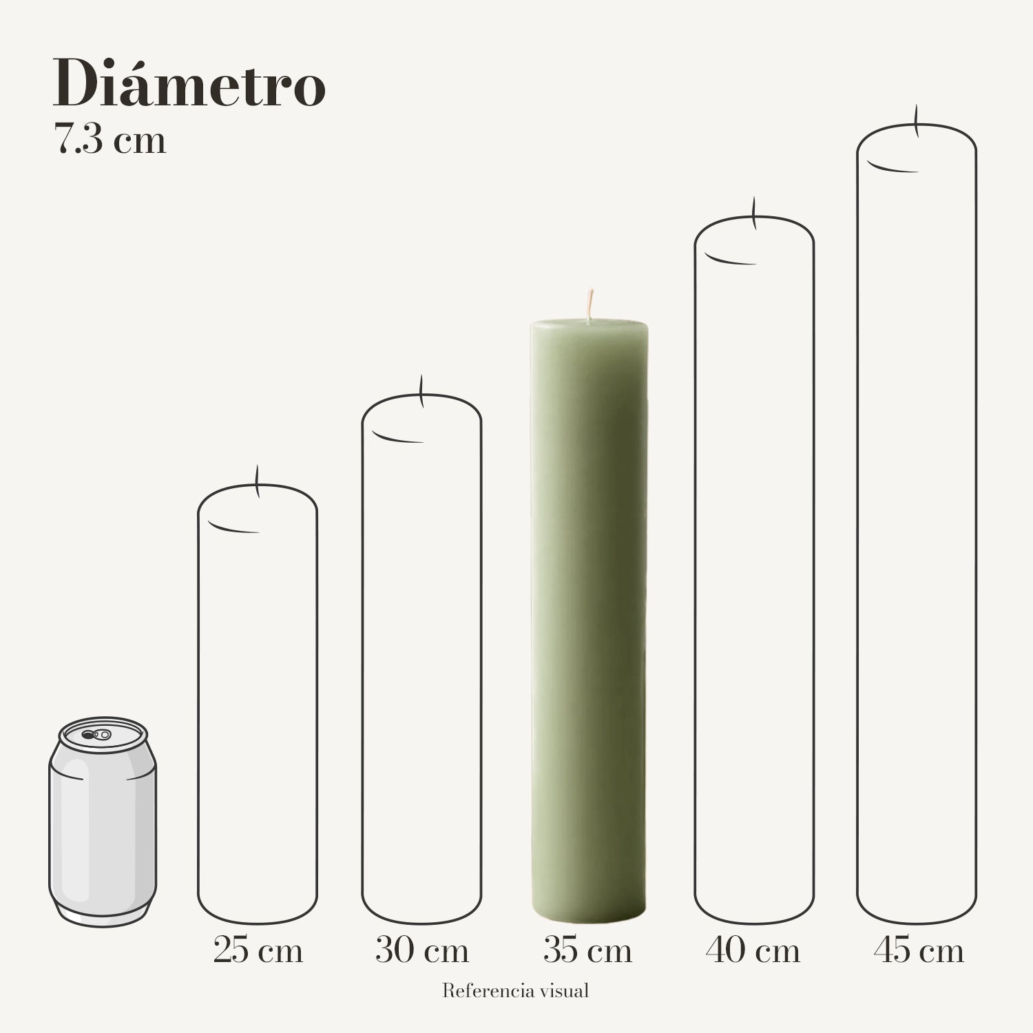 Cirio pistache 7.3 cm diámetro - La Vela Amaltea