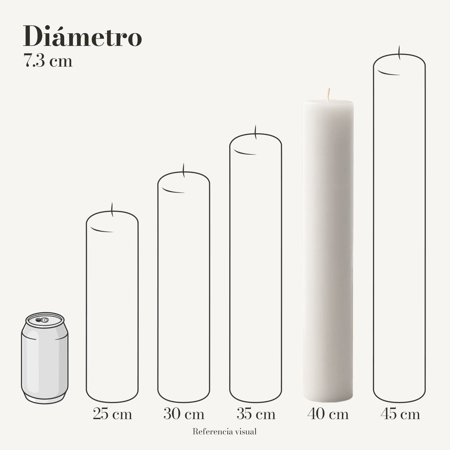 Cirio Blanco 7.3 cm 40 cm