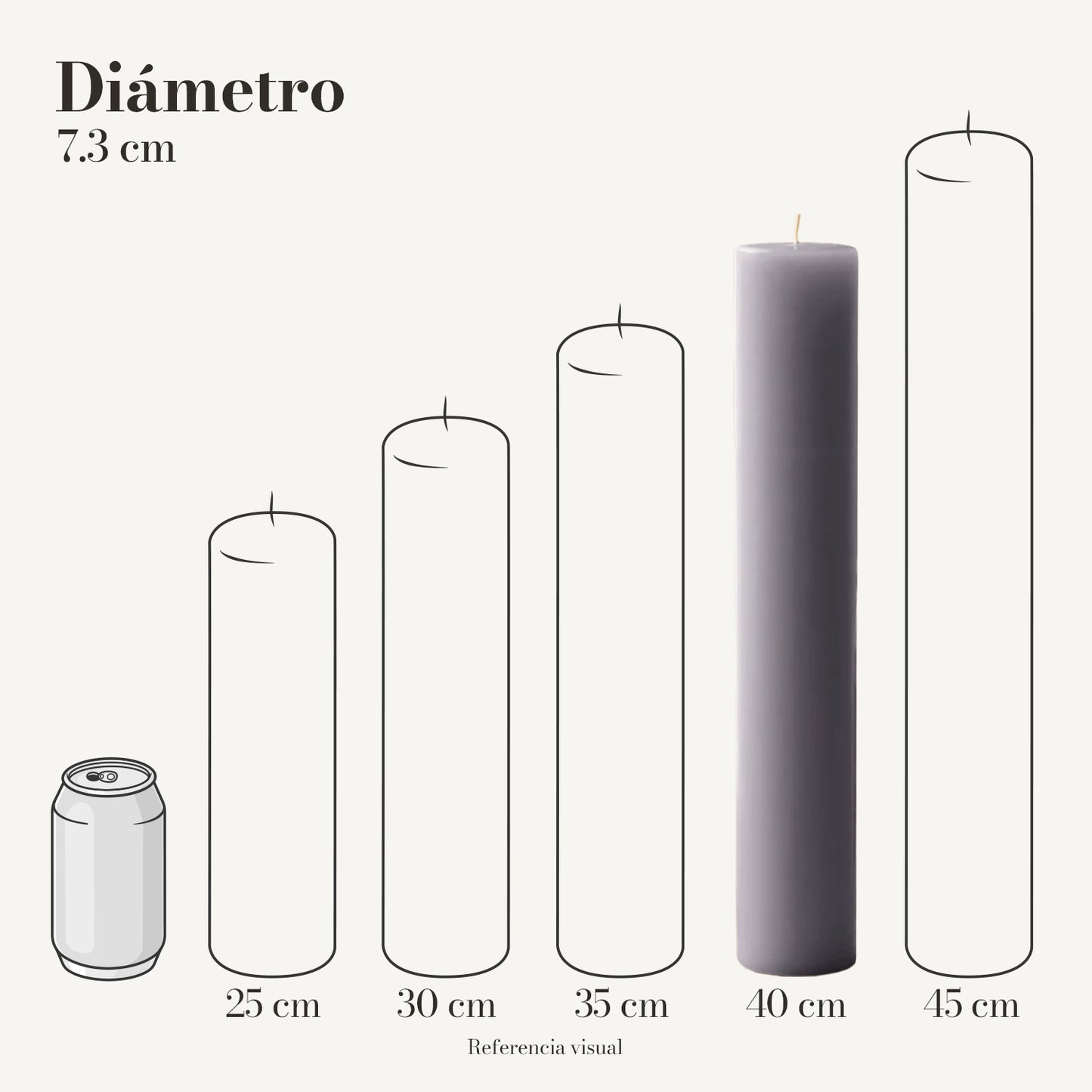 Cirio gris 7.3 cm diámetro - La Vela Amaltea