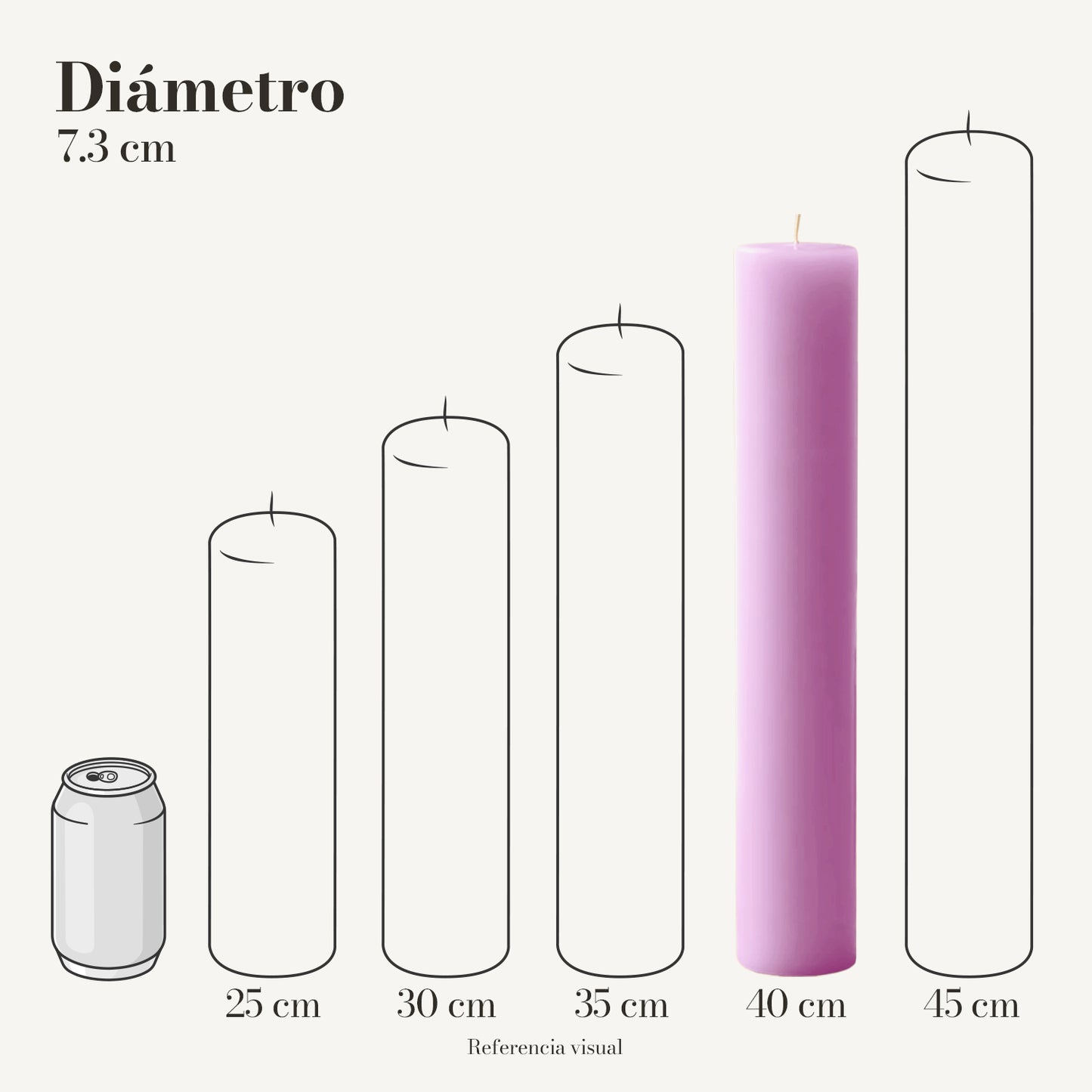 Cirio rosa mexicano 7.3 cm diámetro - La Vela Amaltea