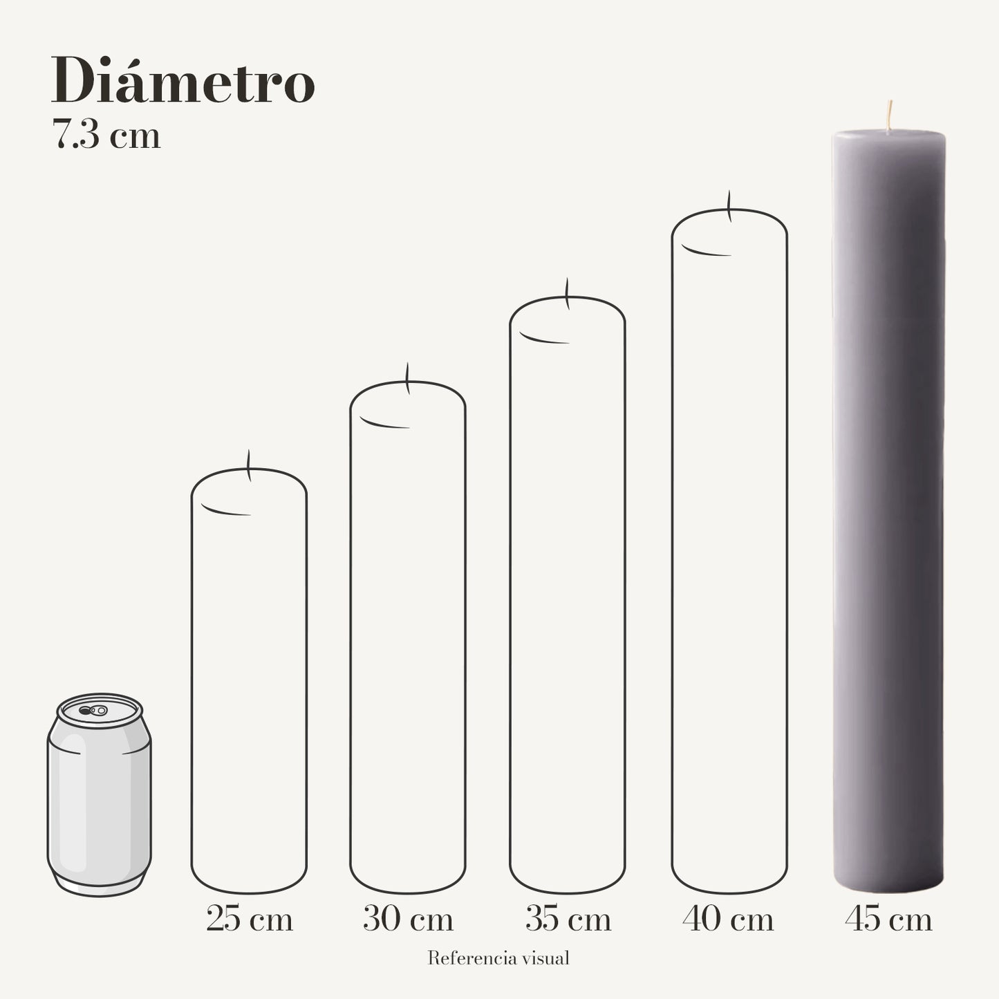 Cirio gris 7.3 cm diámetro - La Vela Amaltea