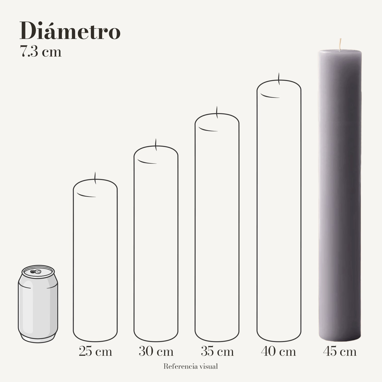 Cirio gris 7.3 cm diámetro - La Vela Amaltea