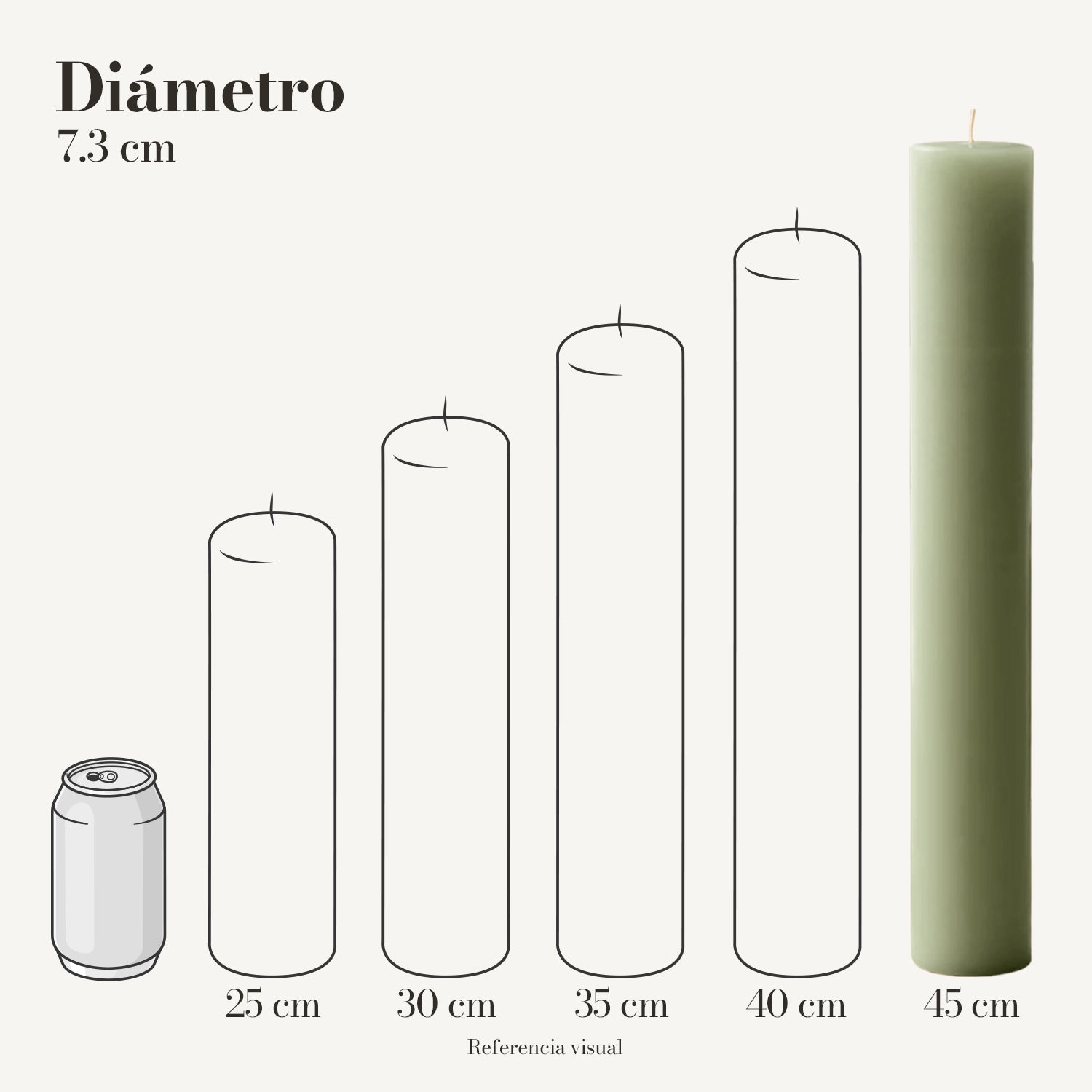 Cirio pistache 7.3 cm diámetro - La Vela Amaltea