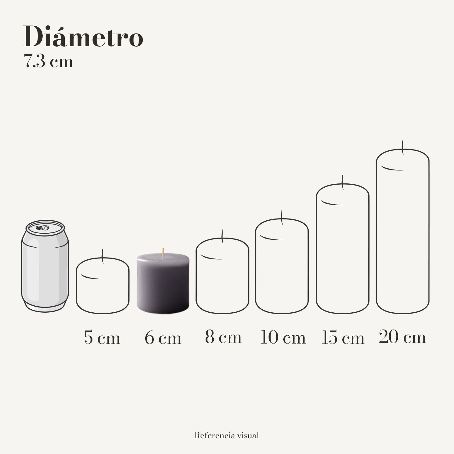 Cirio gris 7.3 cm diámetro - La Vela Amaltea