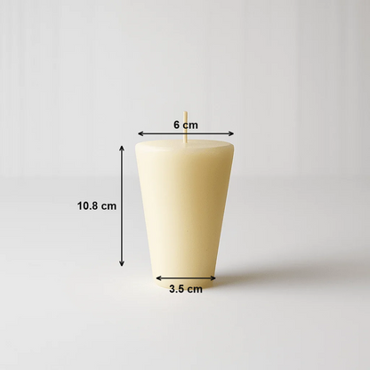 Cono grande marfil - medidas: base inferior 3.5 cm, base superior 6 cm, altura 10.8 cm