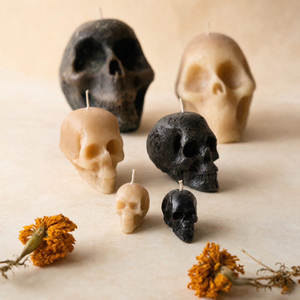 Calacas - colección completa, tres tamaños en natural y negro
