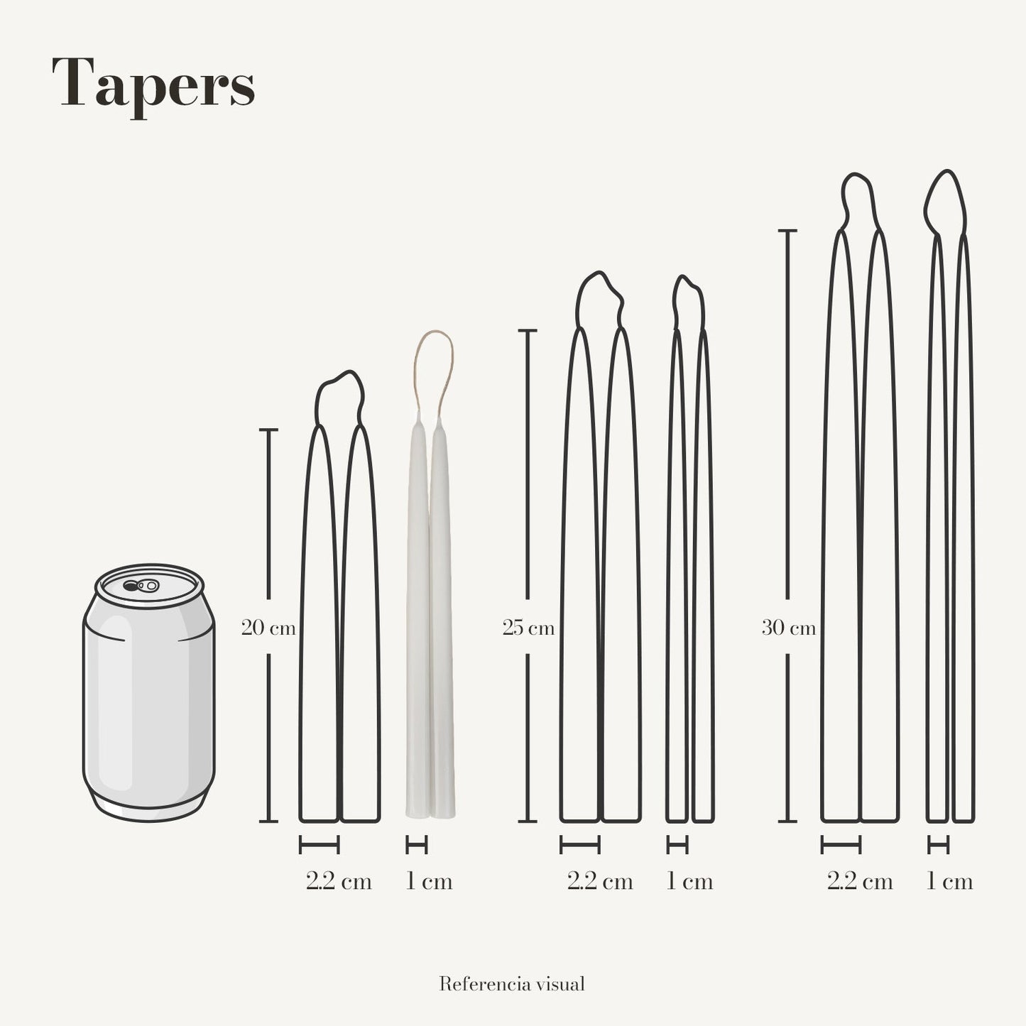 Taper Blanco 1 cm 20 cm