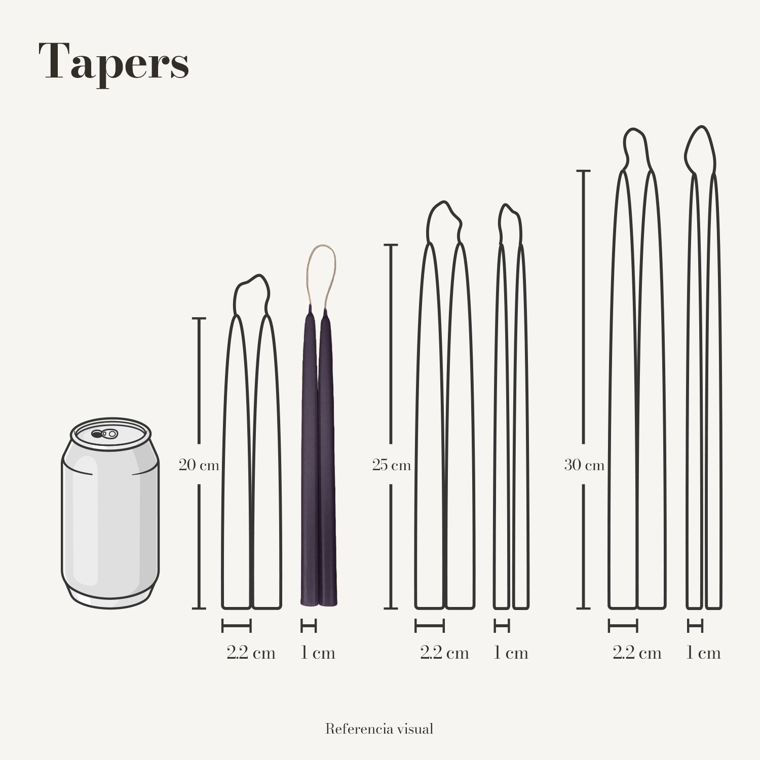 Tapers morado oscuro - La Vela Amaltea