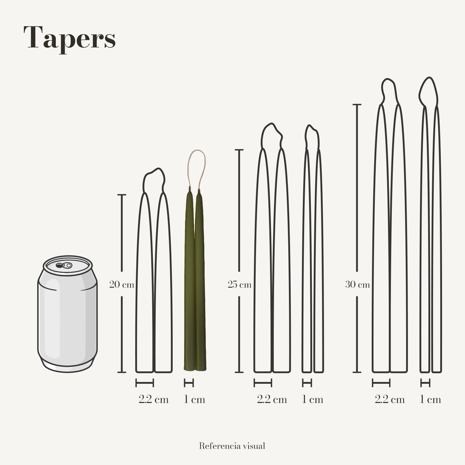 Tapers verde olivo - La Vela Amaltea