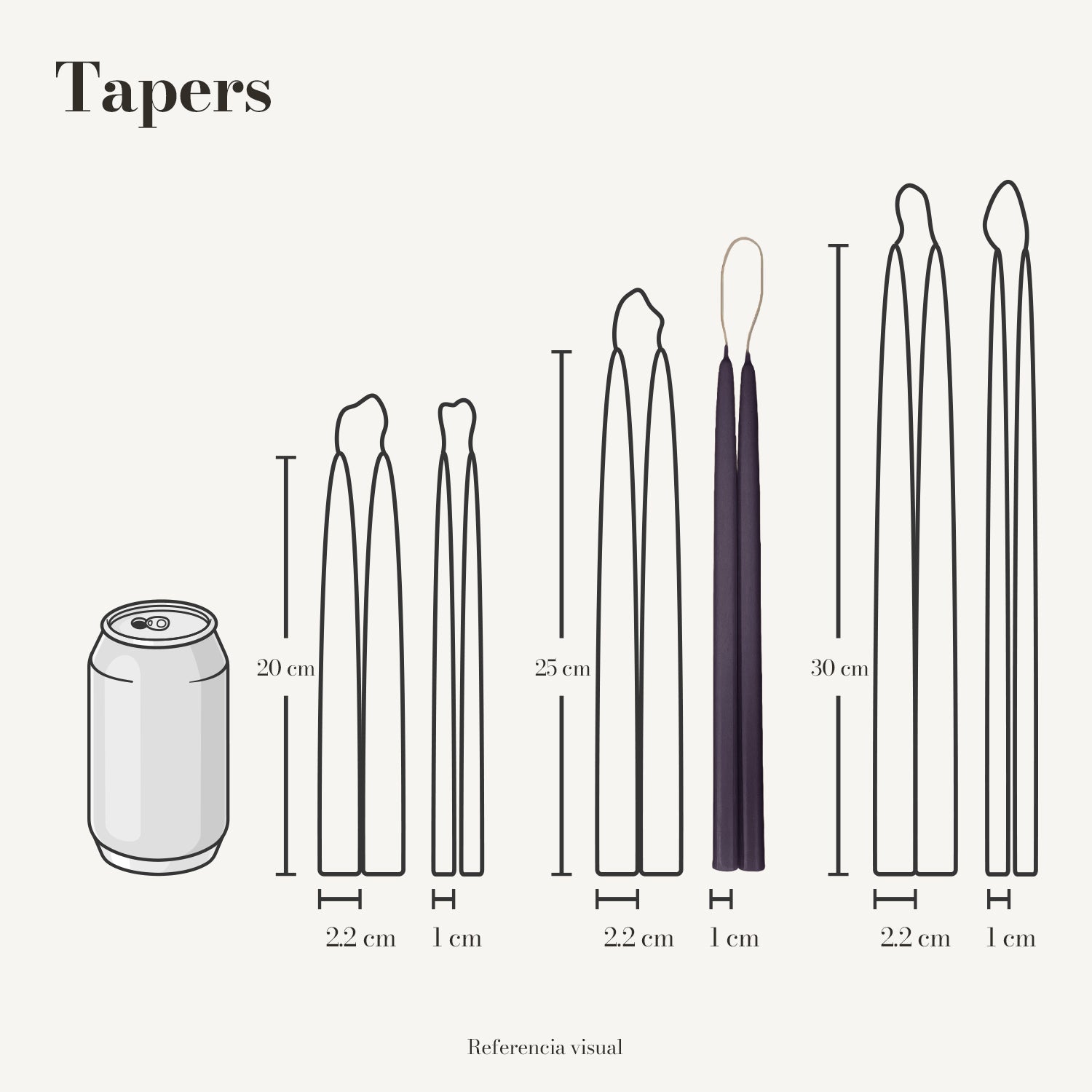 Tapers morado oscuro - La Vela Amaltea