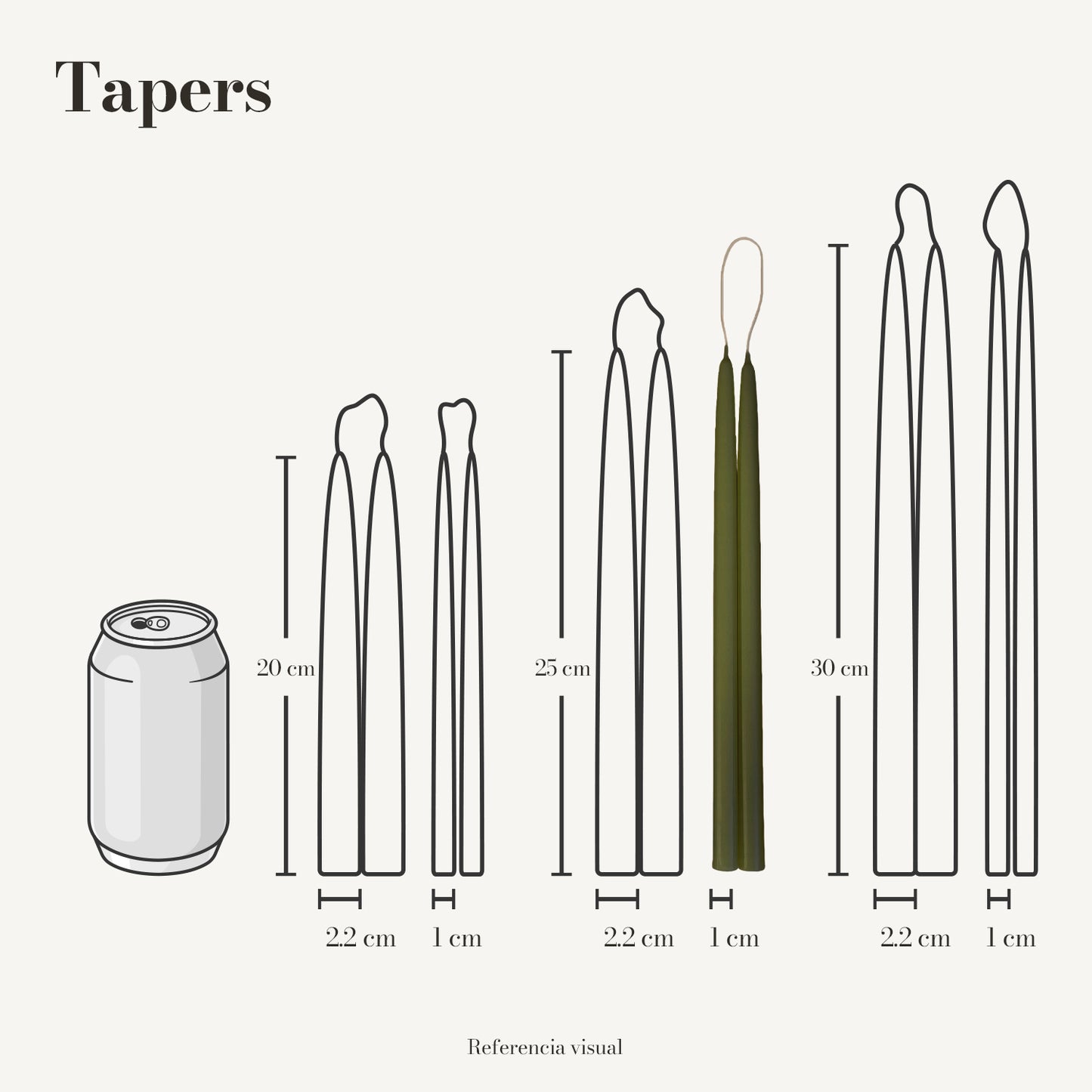Tapers verde olivo - La Vela Amaltea