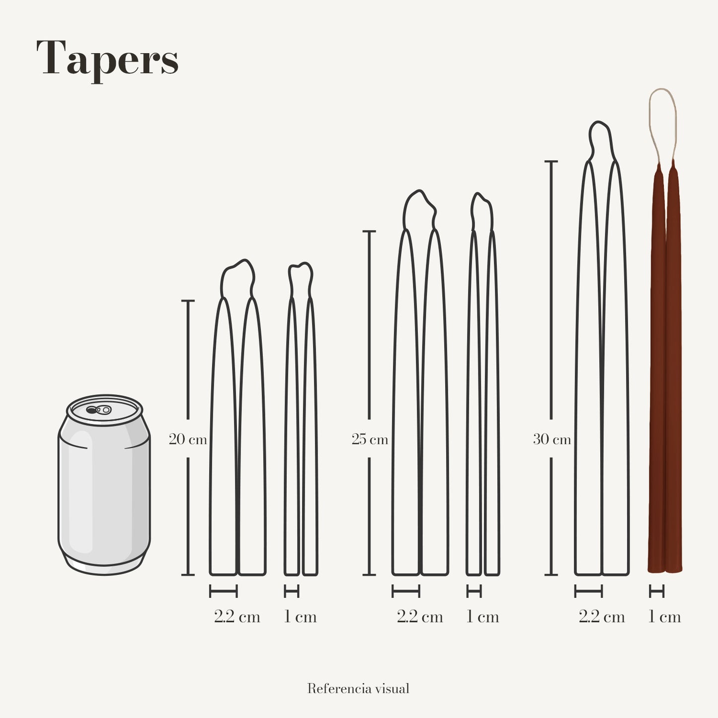 Tapers café oscuro - La Vela Amaltea