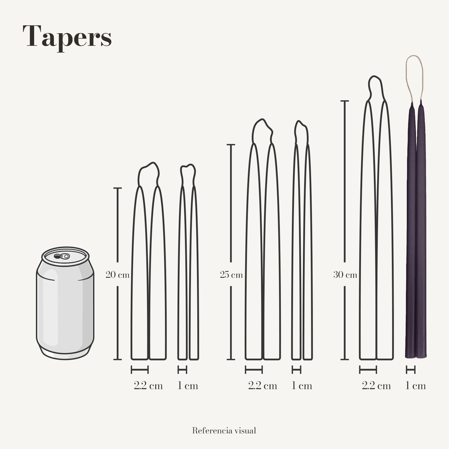 Tapers morado oscuro - La Vela Amaltea