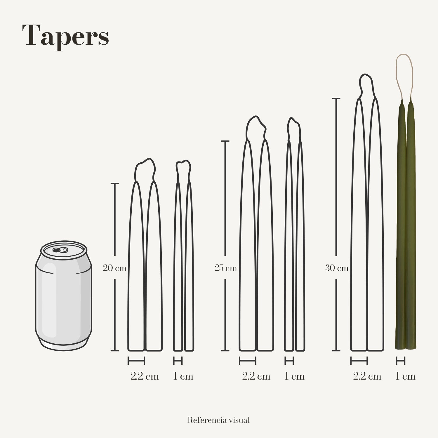 Tapers verde olivo - La Vela Amaltea