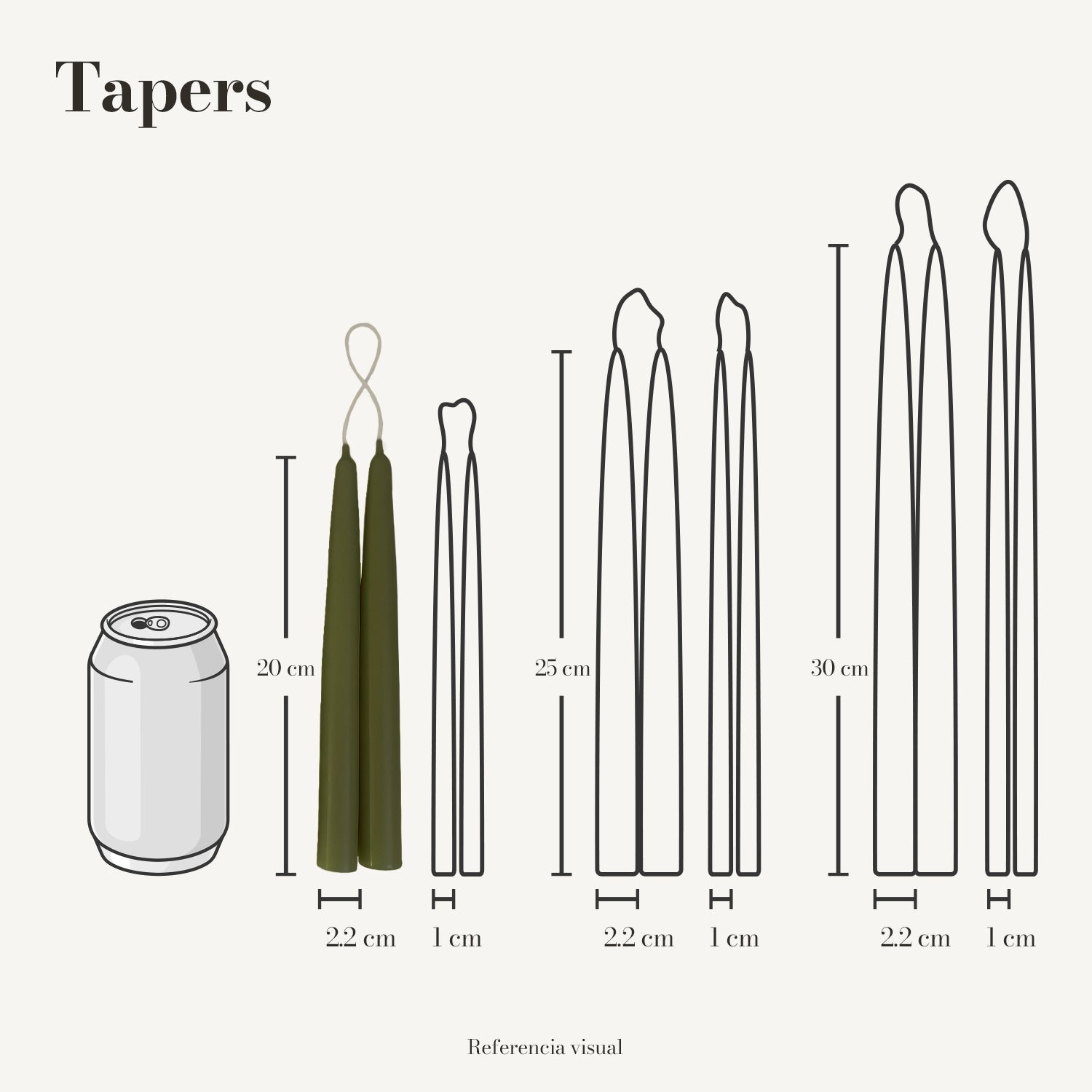 Tapers verde olivo - La Vela Amaltea