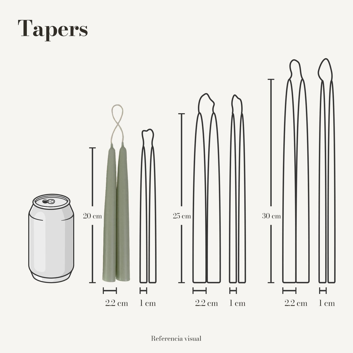 Tapers Pistache 2.2 x 20 cm